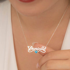 Crystal Personalized Name Necklace Stainless Steel - 7