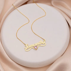 Crystal Personalized Name Necklace Stainless Steel - 7