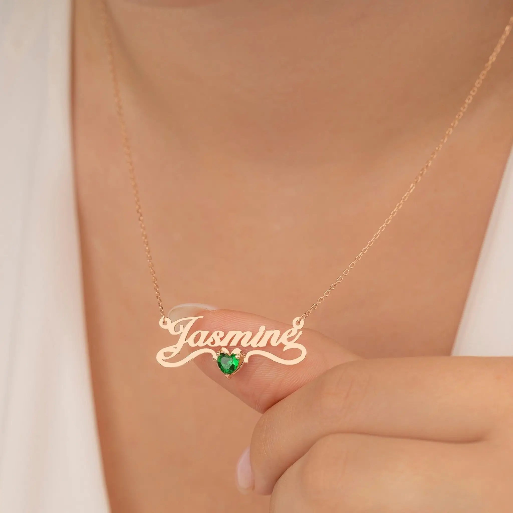 Crystal Personalized Name Necklace Stainless Steel - Rose Gold / 30cm - 7