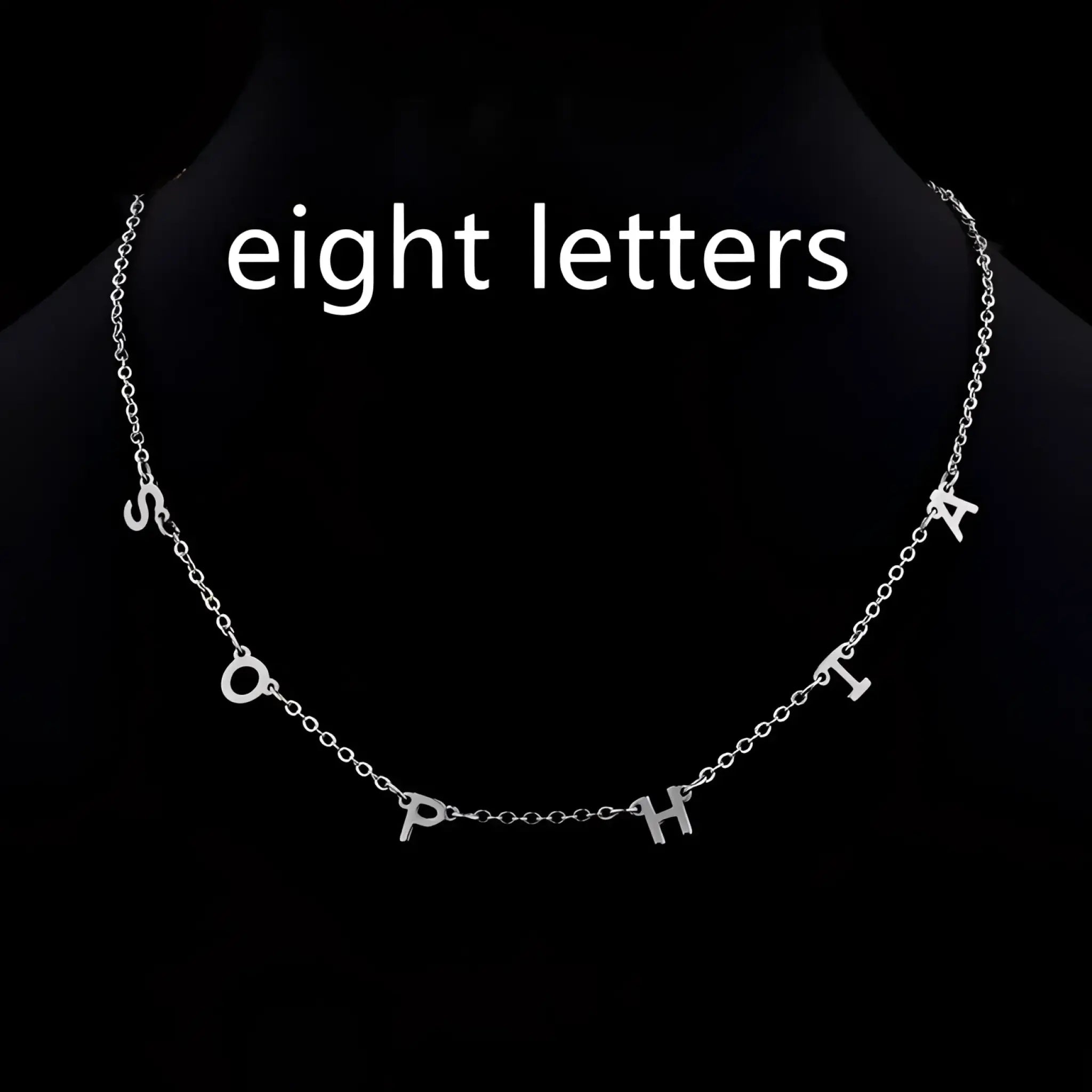 Custom Cute Multi Letter Name Necklace - Eight letters Silver / 17inch - 7