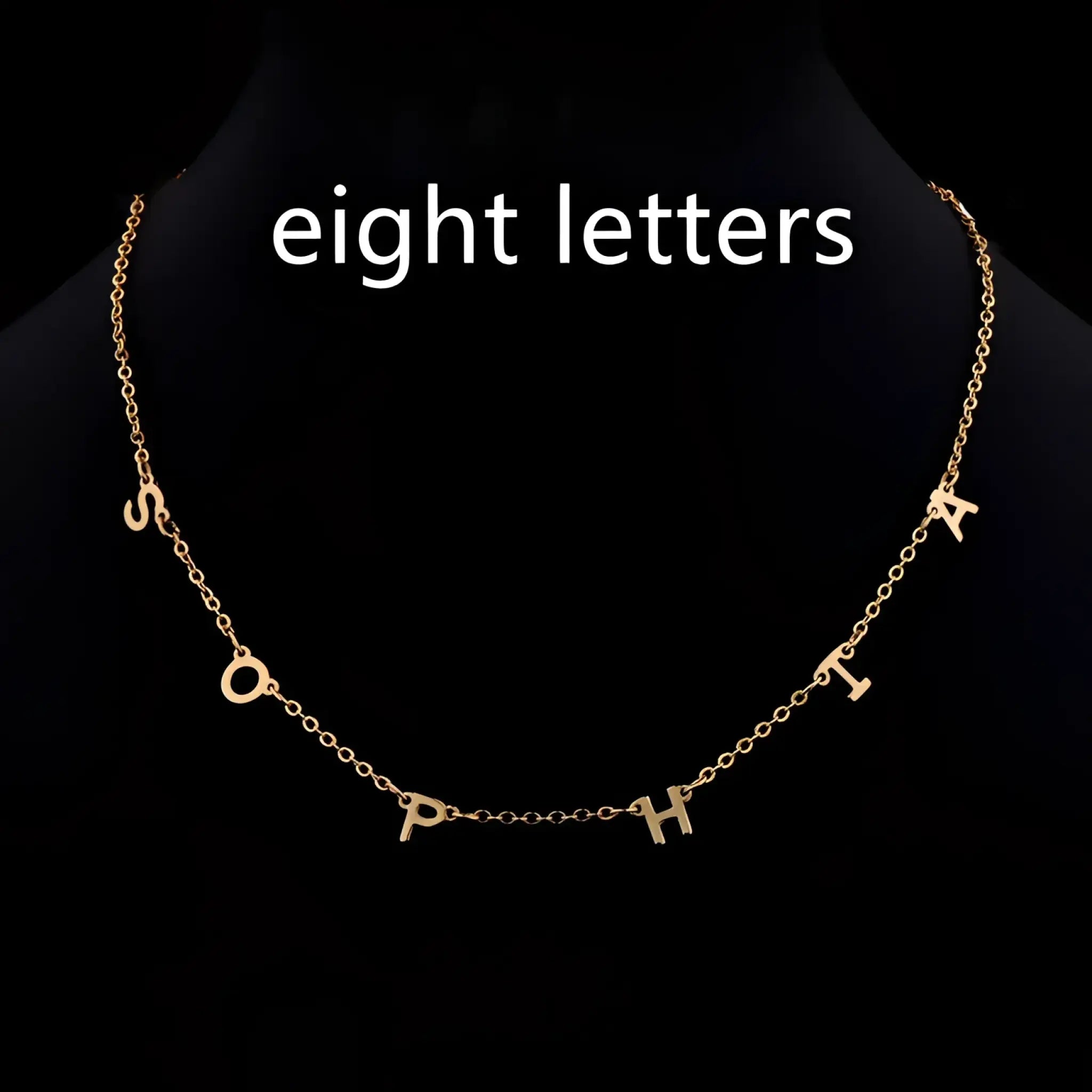 Custom Cute Multi Letter Name Necklace - Eight letters Gold / 17inch - 7