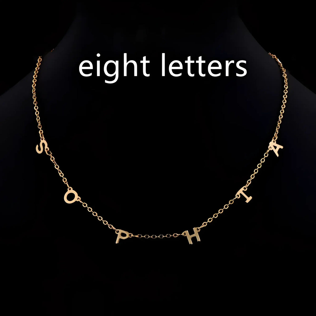 Custom Cute Multi Letter Name Necklace - Eight letters Gold / 17inch - 7