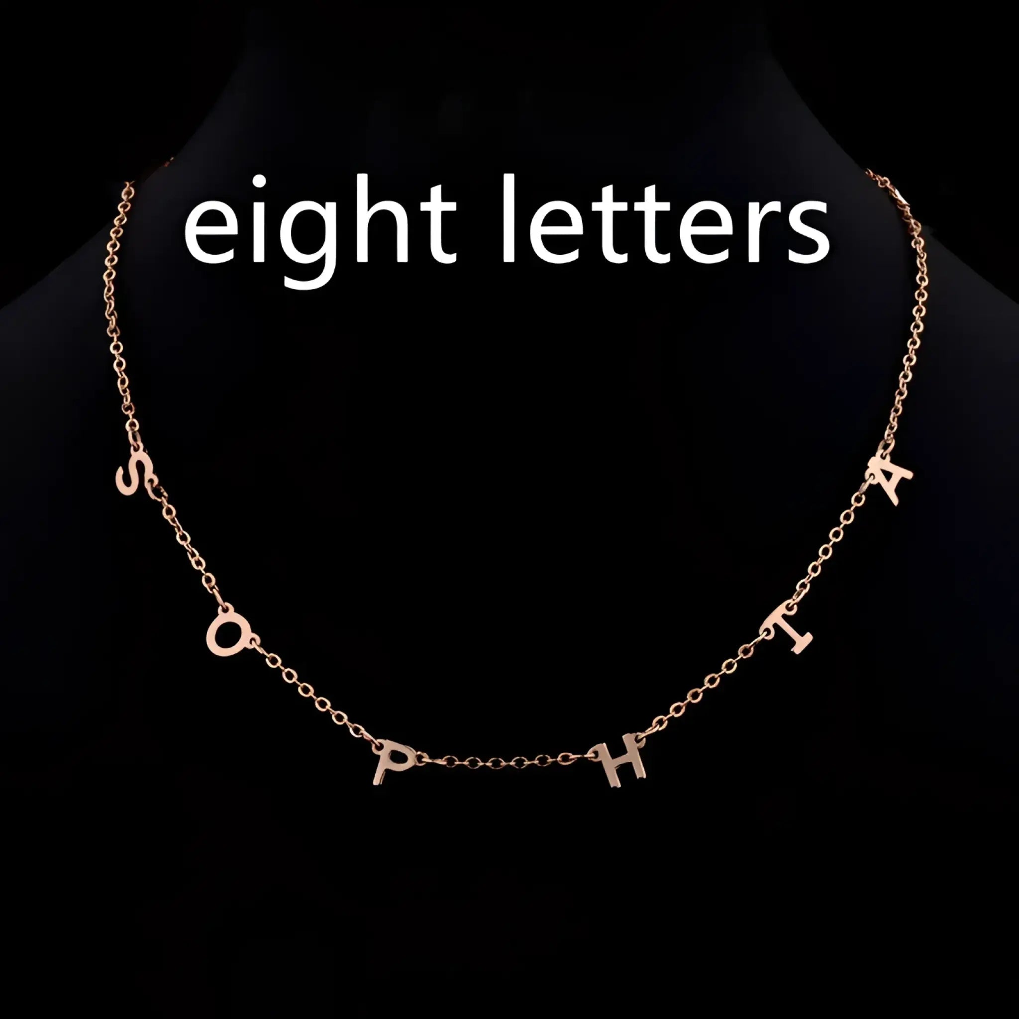 Custom Cute Multi Letter Name Necklace - Eight letters Rose Gold / 17inch - 7