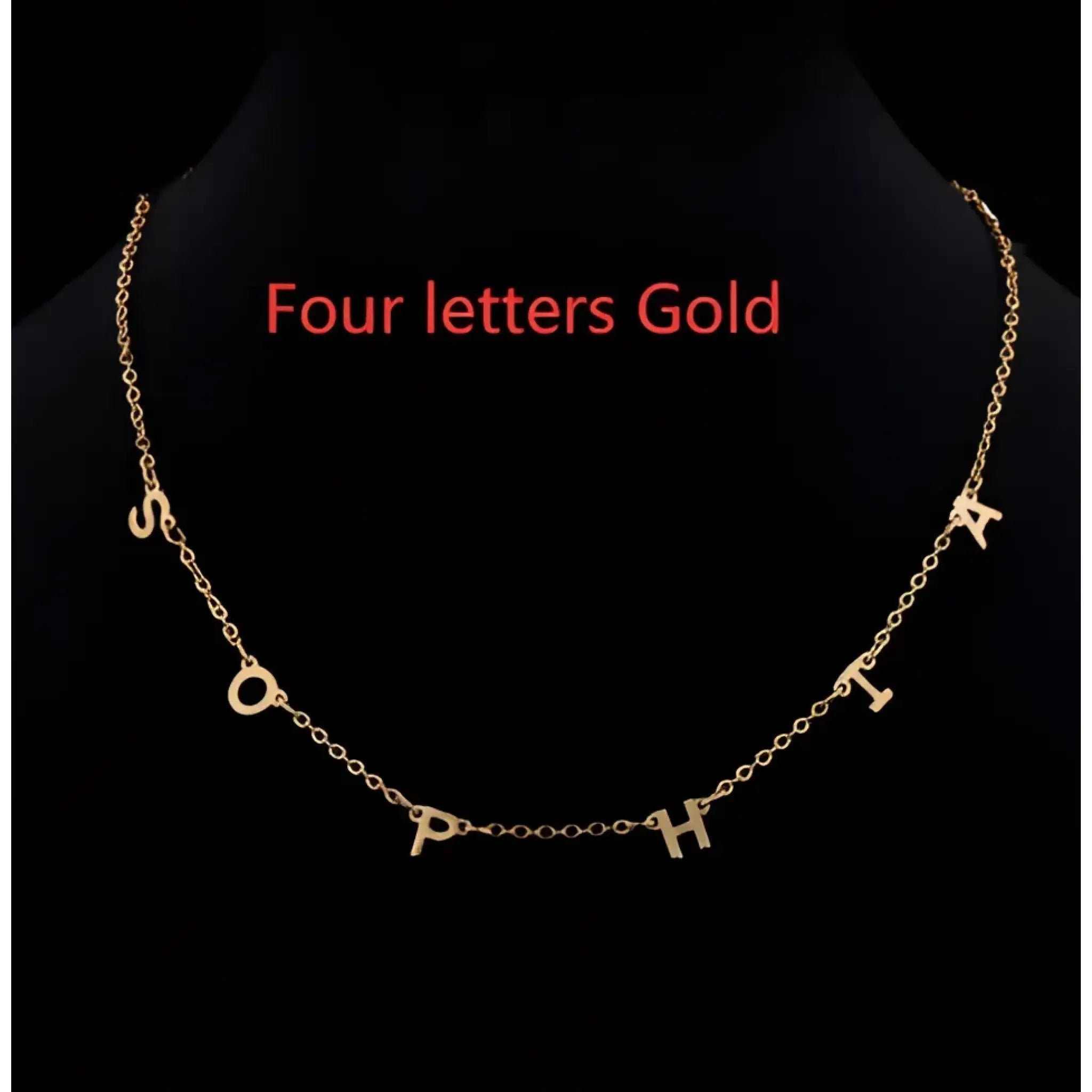 Custom Cute Multi Letter Name Necklace - Four letters Gold / 17inch - 7