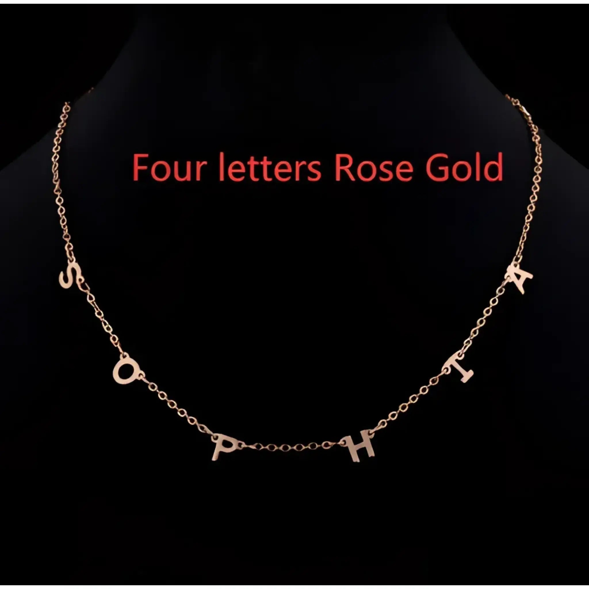 Custom Cute Multi Letter Name Necklace - Four letters Rose Gold / 17inch - 7