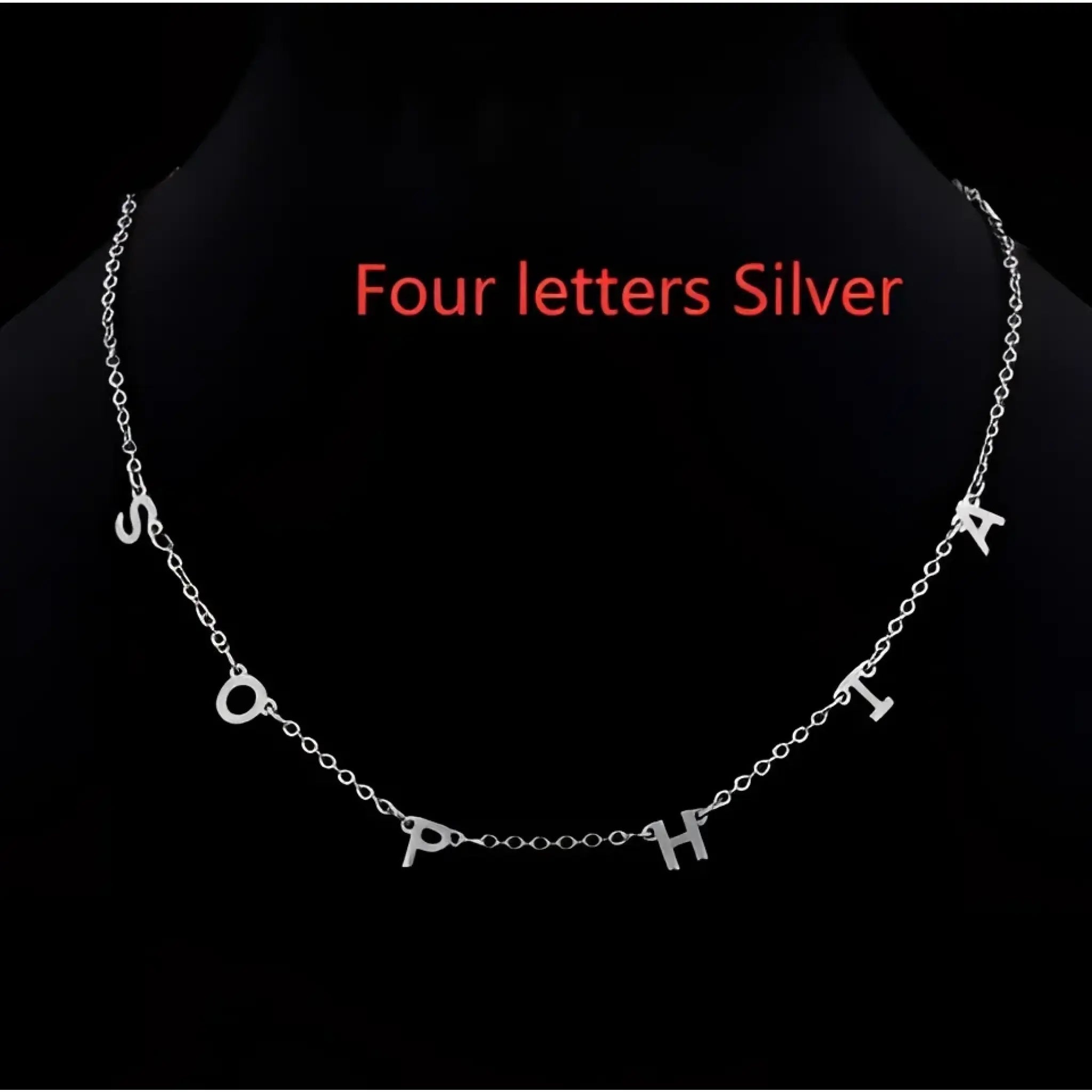 Custom Cute Multi Letter Name Necklace - Four letters Silver / 17inch - 7