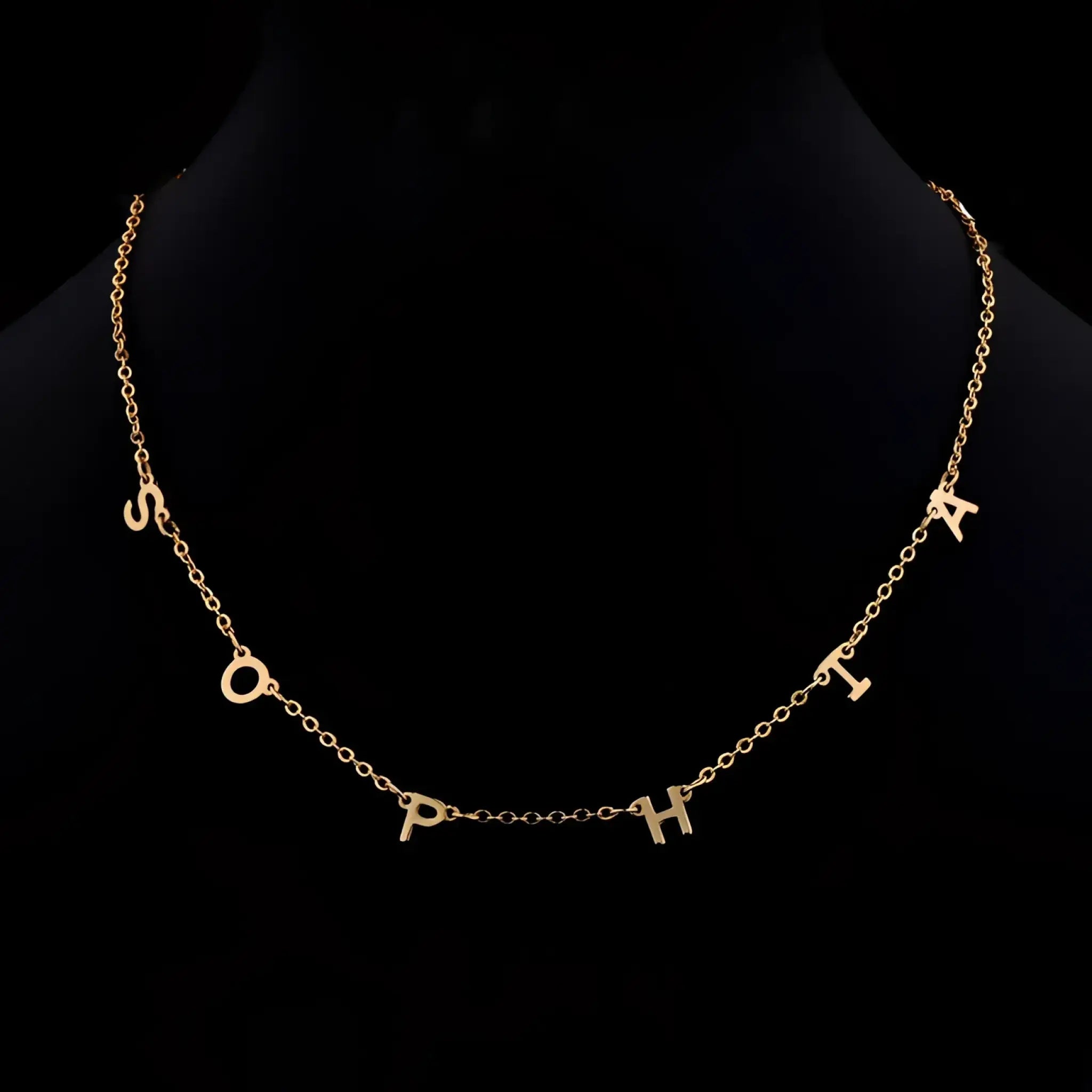 Custom Cute Multi Letter Name Necklace - Gold / 17inch - 7