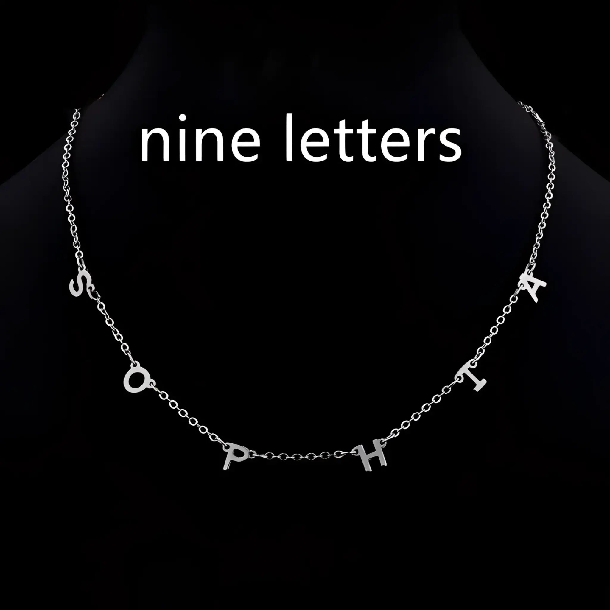 Custom Cute Multi Letter Name Necklace - Nine letters Silver / 17inch - 7