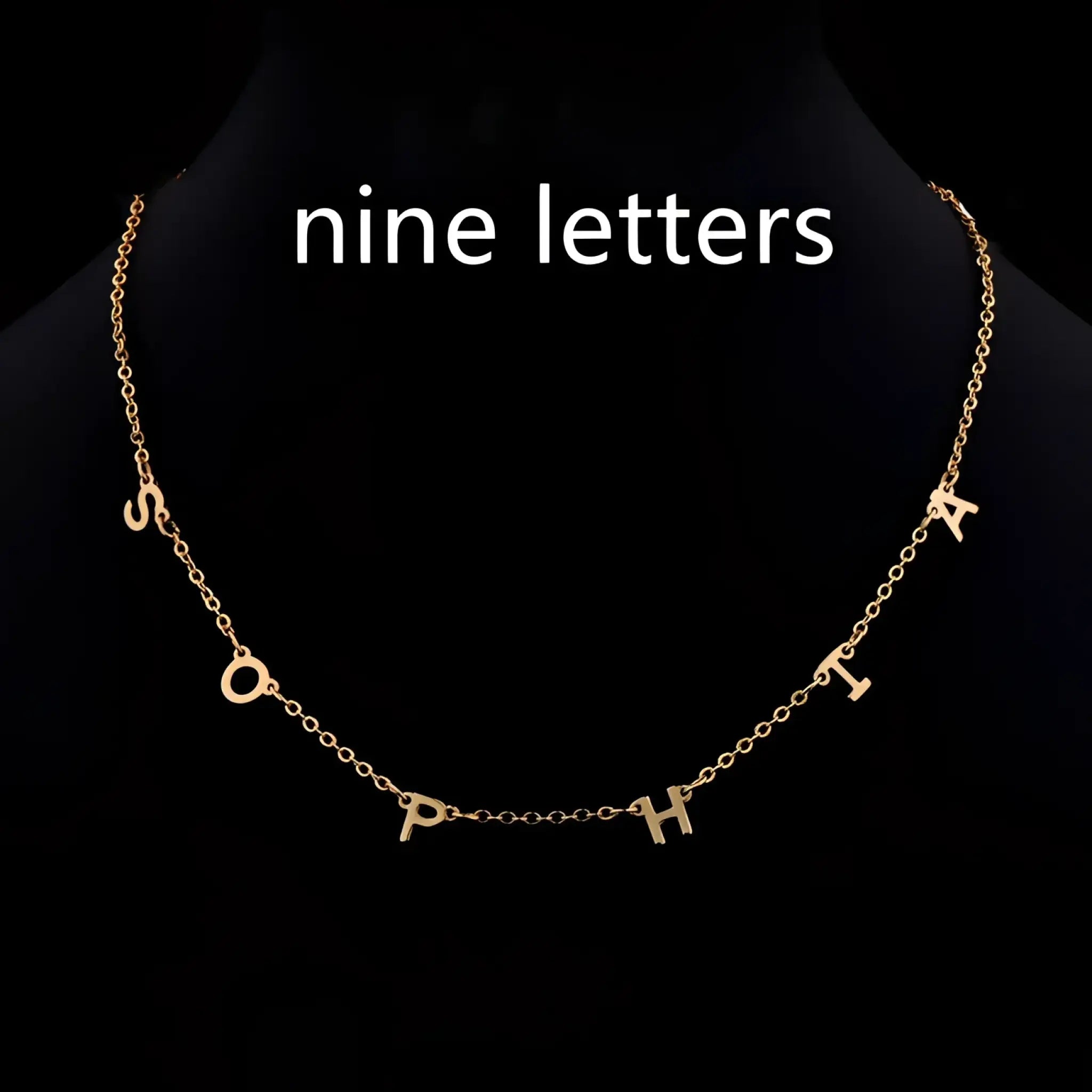 Custom Cute Multi Letter Name Necklace - Nine letters Gold / 17inch - 7