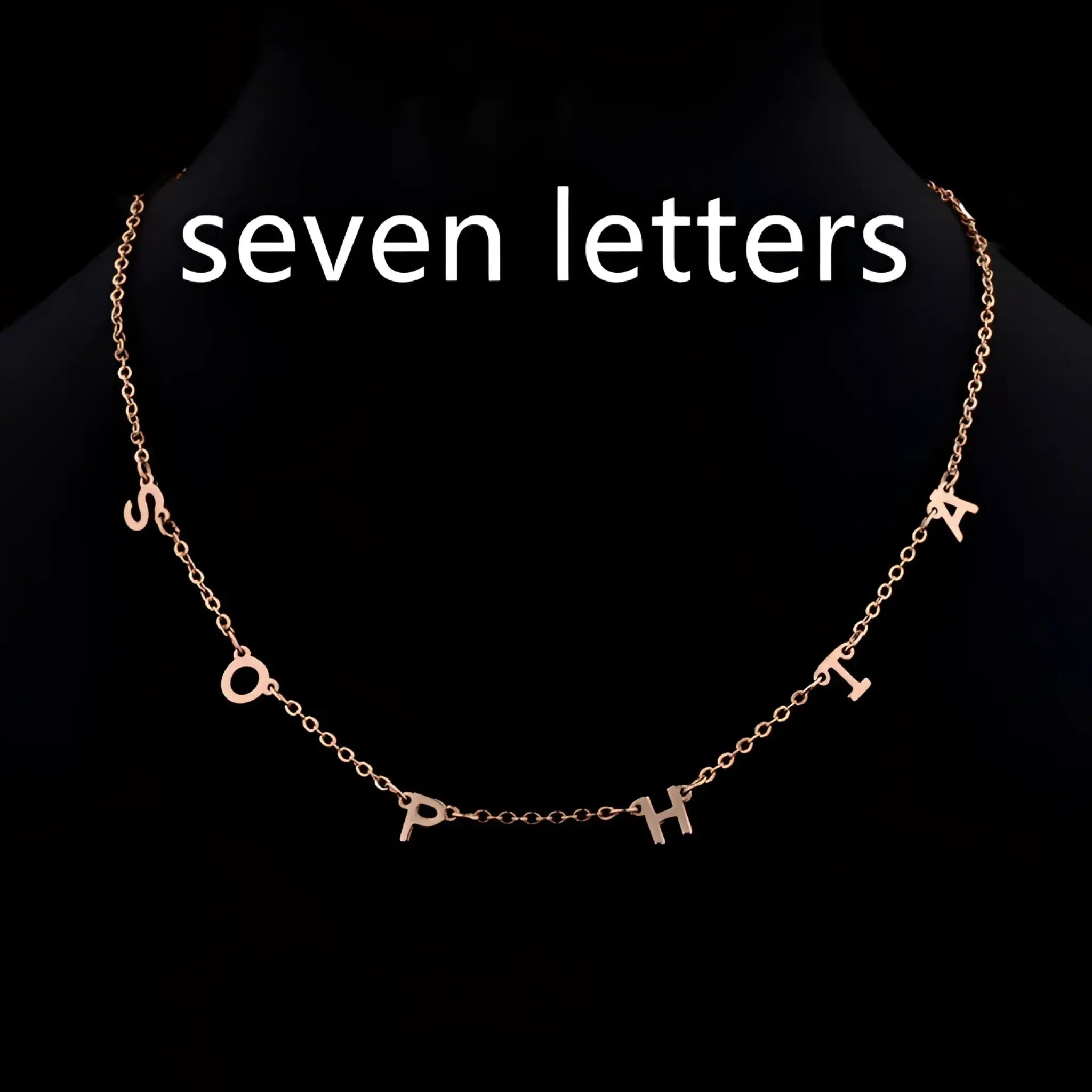 Custom Cute Multi Letter Name Necklace - Seven letters Rose Gold / 17inch - 7