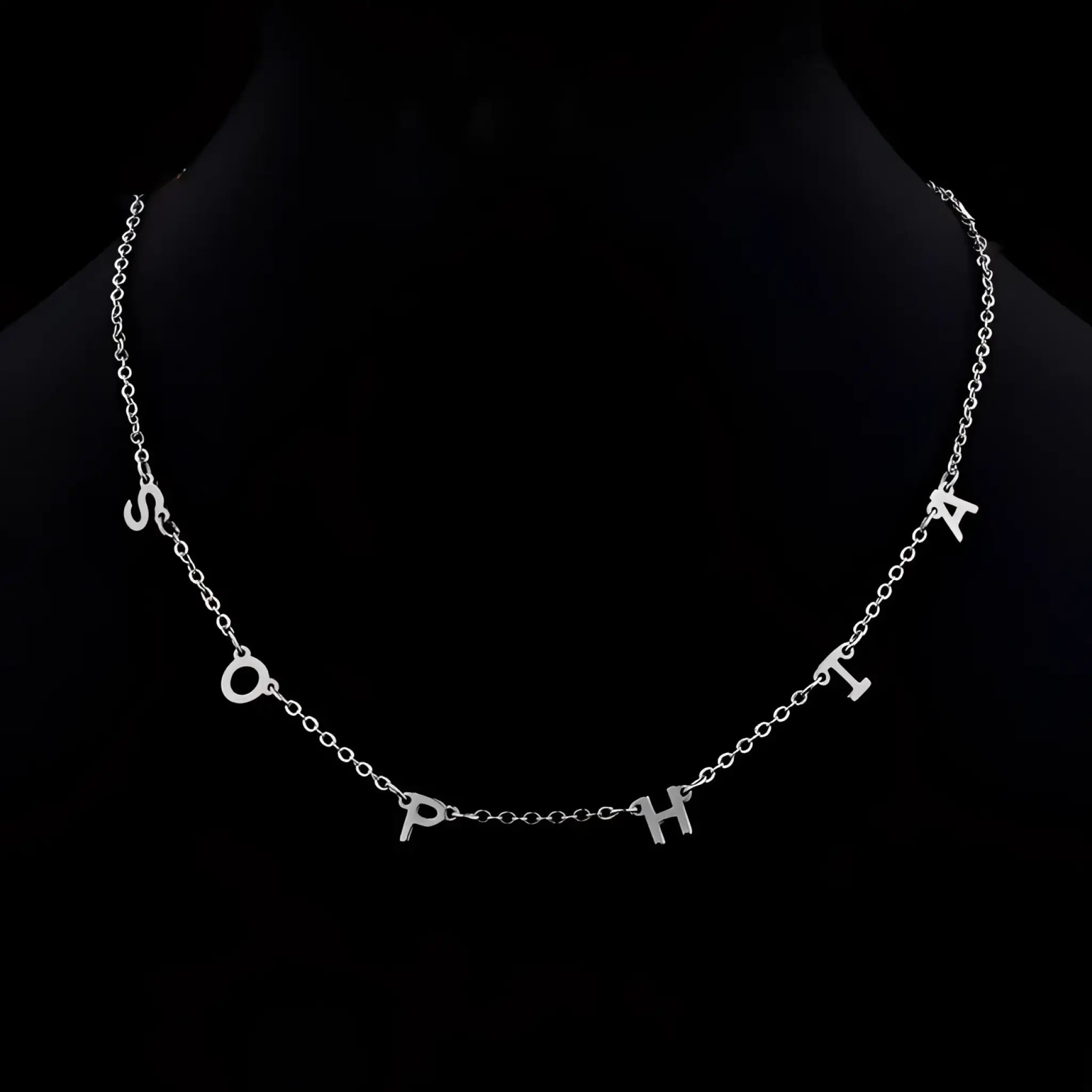 Custom Cute Multi Letter Name Necklace - Silver / 17inch - 7