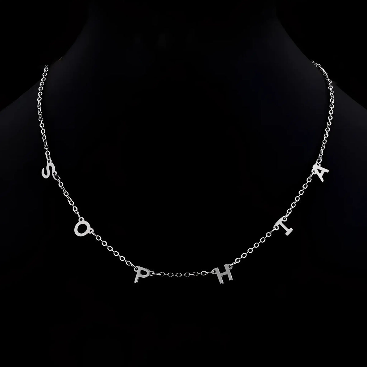 Custom Cute Multi Letter Name Necklace - Silver / 17inch - 7