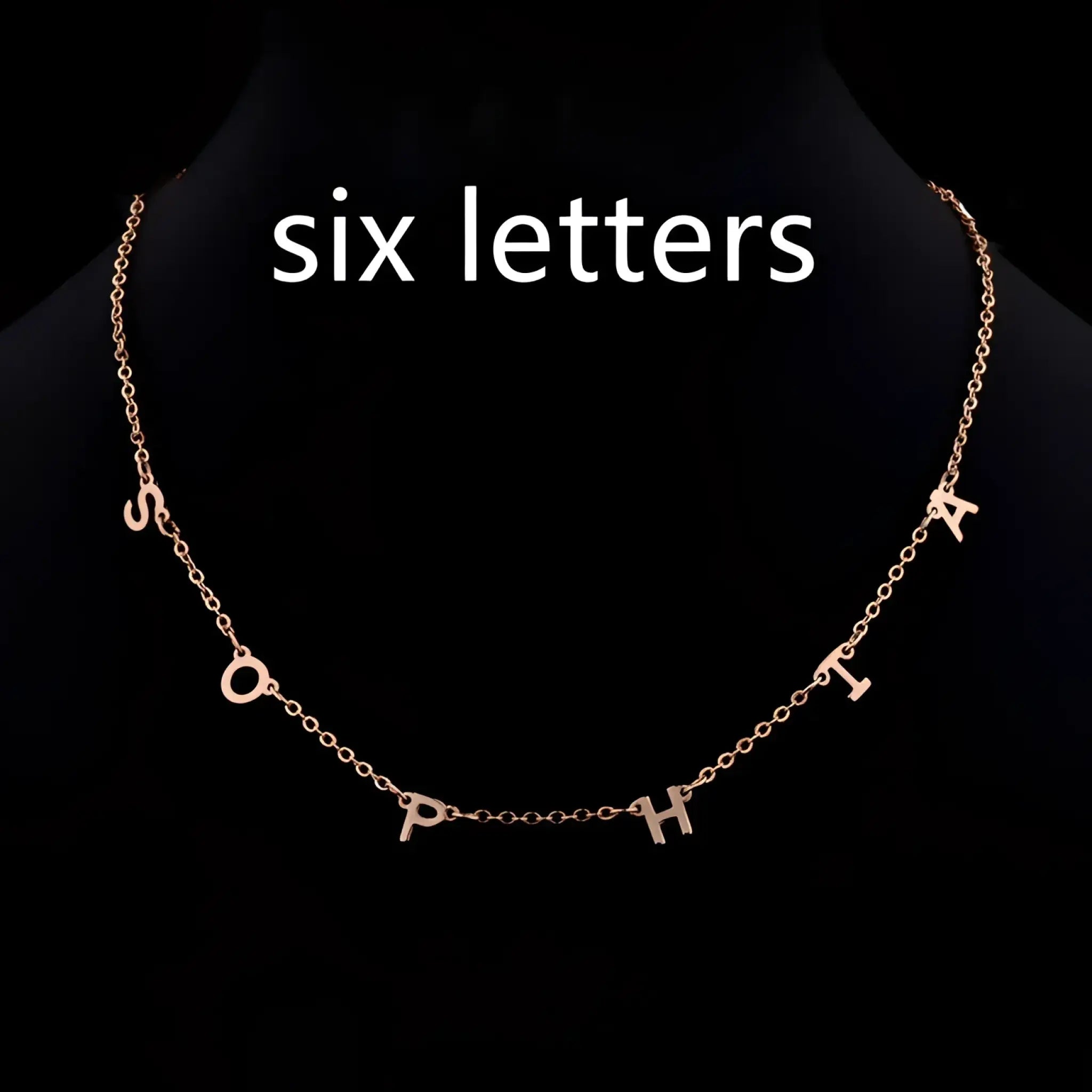 Custom Cute Multi Letter Name Necklace - Six letters Rose Gold / 17inch - 7