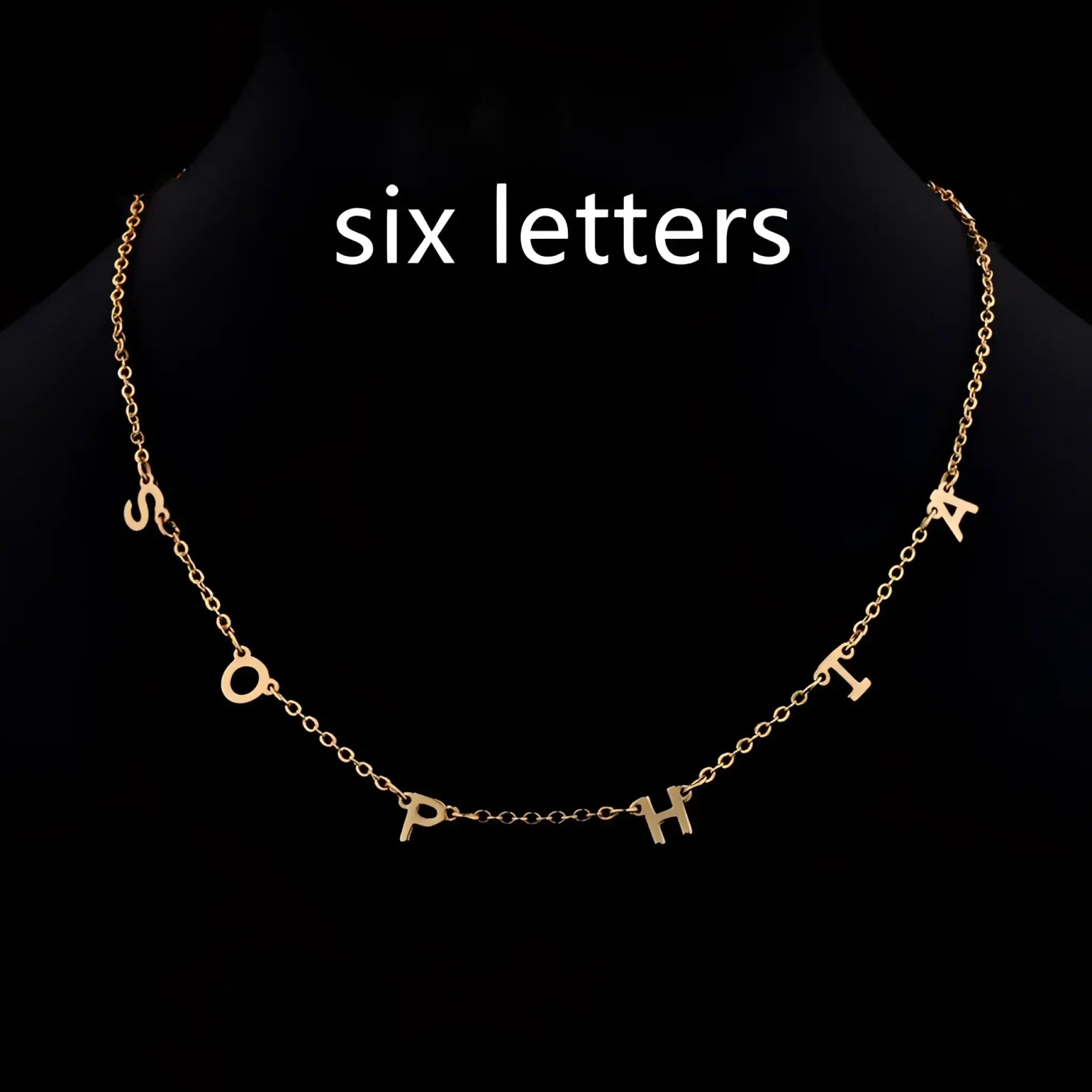 Custom Cute Multi Letter Name Necklace - Six letters Gold / 17inch - 7