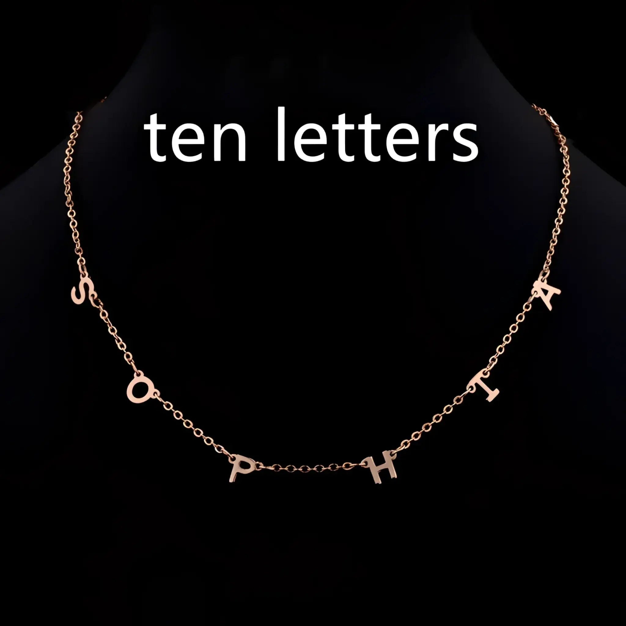 Custom Cute Multi Letter Name Necklace - Ten letters Rose Gold / 17inch - 7