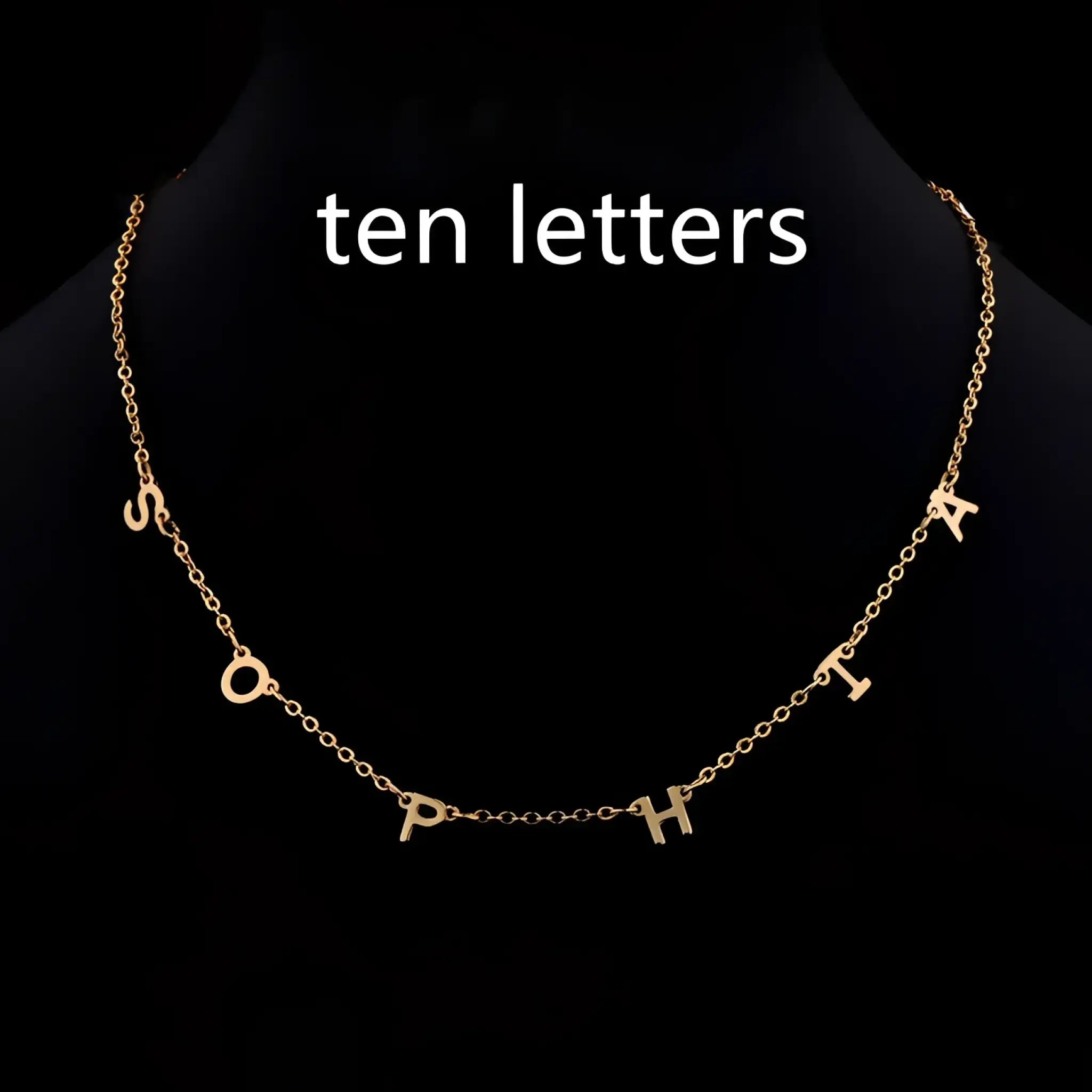 Custom Cute Multi Letter Name Necklace - Ten letters Gold / 17inch - 7