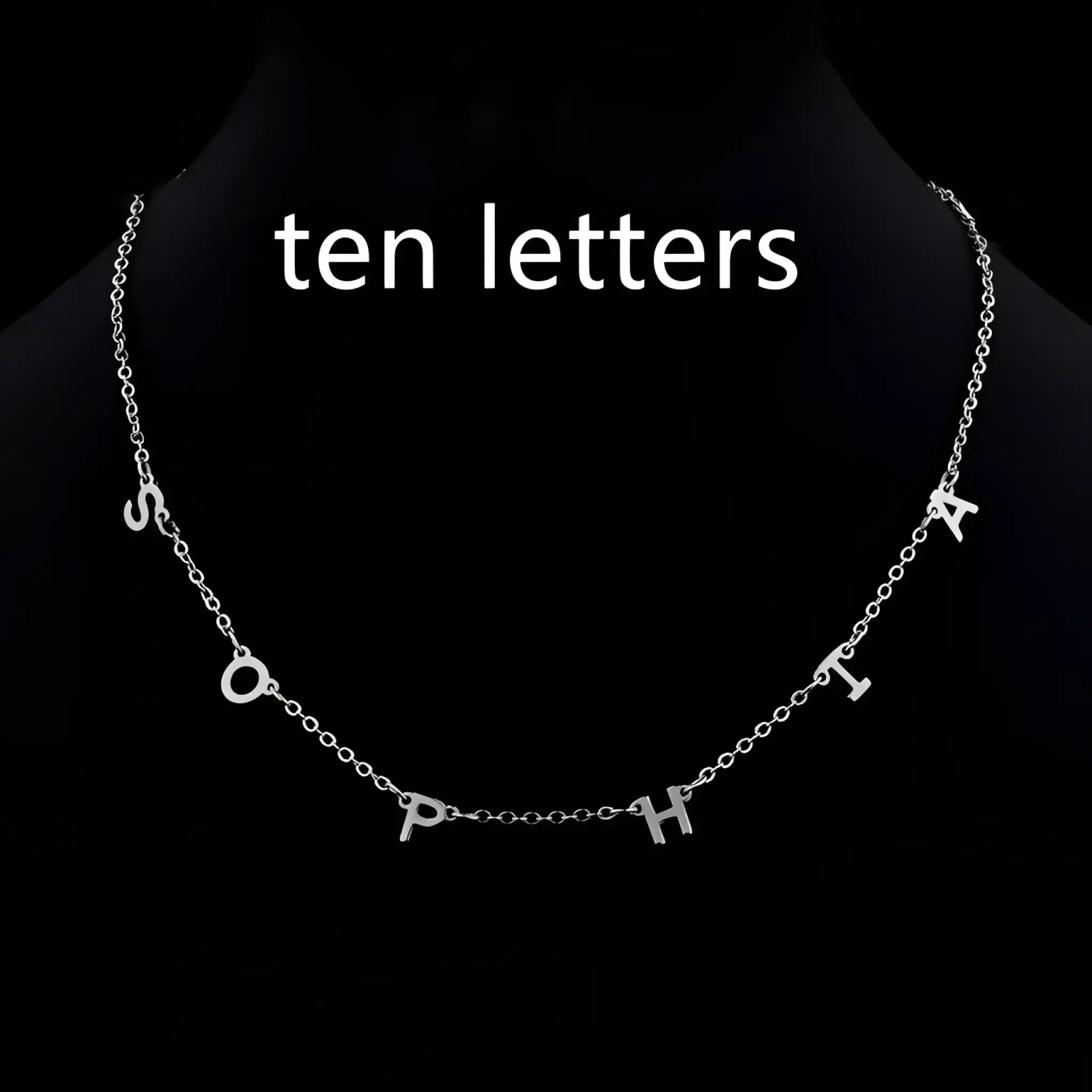 Custom Cute Multi Letter Name Necklace - Ten letters Silver / 17inch - 7