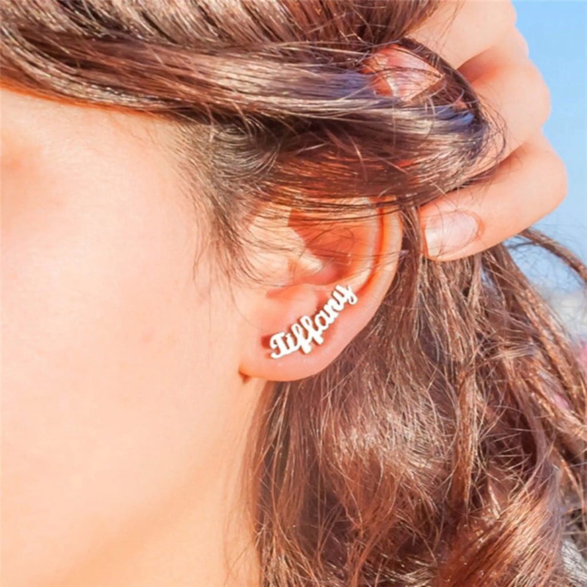 Custom English Letter Name Earrings Personalized Earrings Holiday Gif - Silver / Font 8 - 7