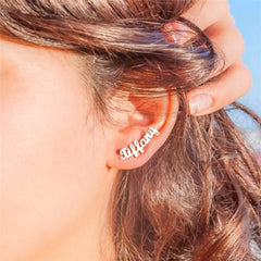 Custom English Letter Name Earrings Personalized Earrings Holiday Gif - Silver / Font 8 - 7