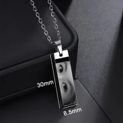 Custom Eyes Photo Necklace Stainless Stee Customized Engrave Eye Necklaces Personalized Picture Name Necklace For Women