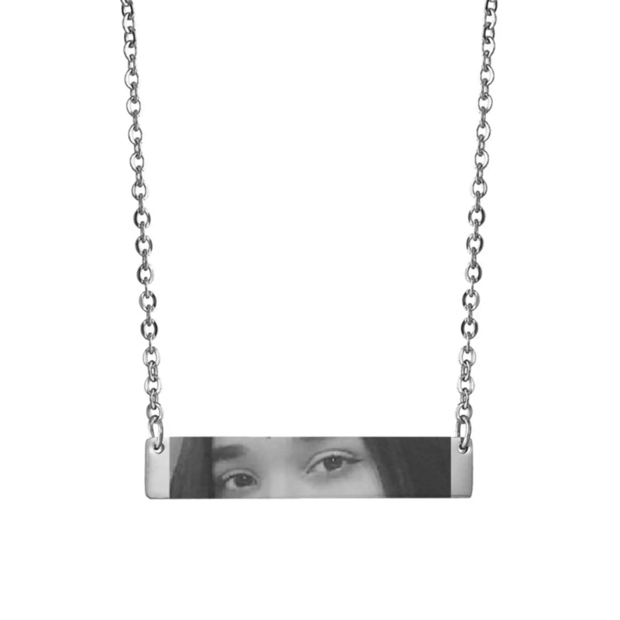 Custom Eyes Photo Necklace Stainless Stee Customized Engrave Eye Necklaces Personalized Picture Name Necklace For Women