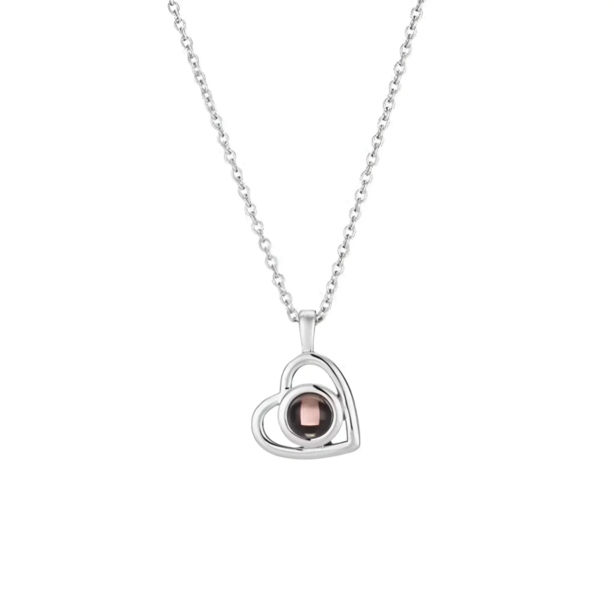 100 Languages I Love You Necklace Nano Projection Customized Color Pictures Photo Love Europe And America - Silver