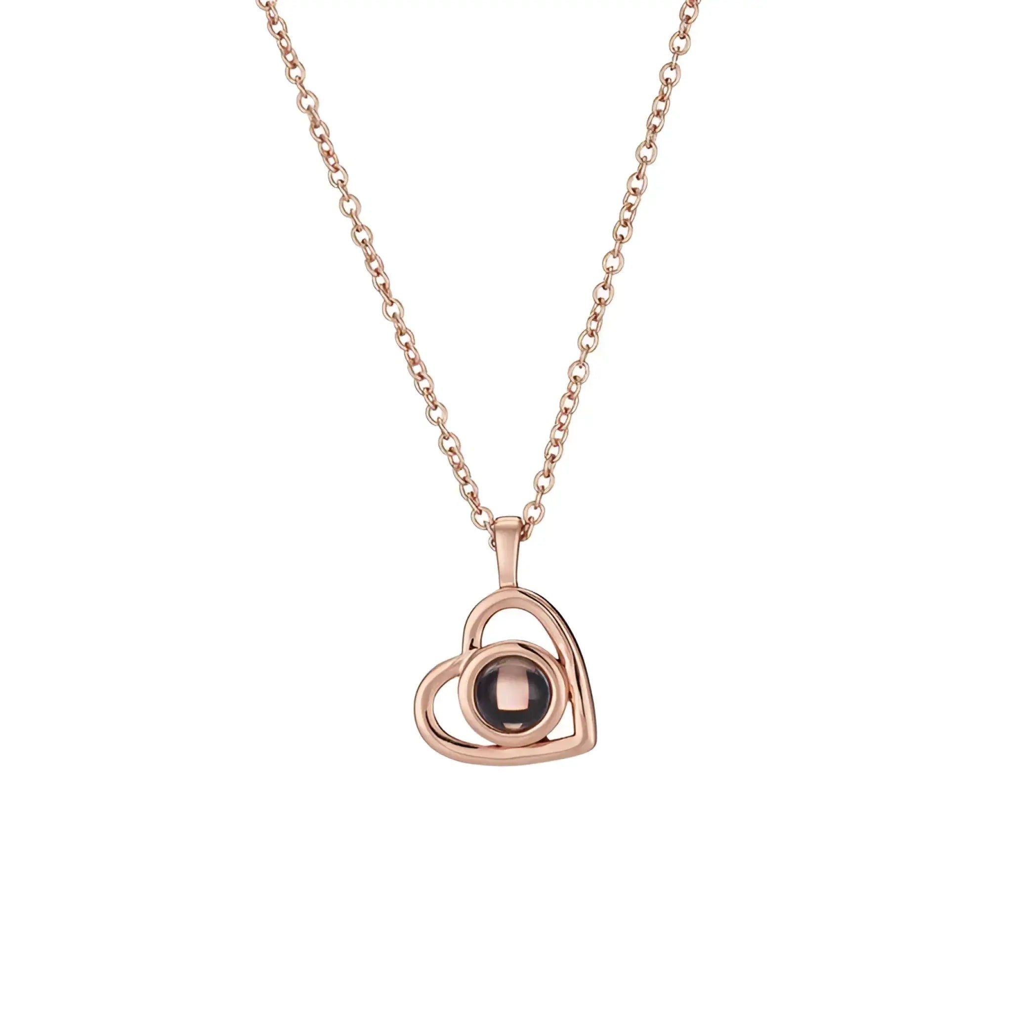 100 Languages I Love You Necklace Nano Projection Customized Color Pictures Photo Love Europe And America - Rose Gold