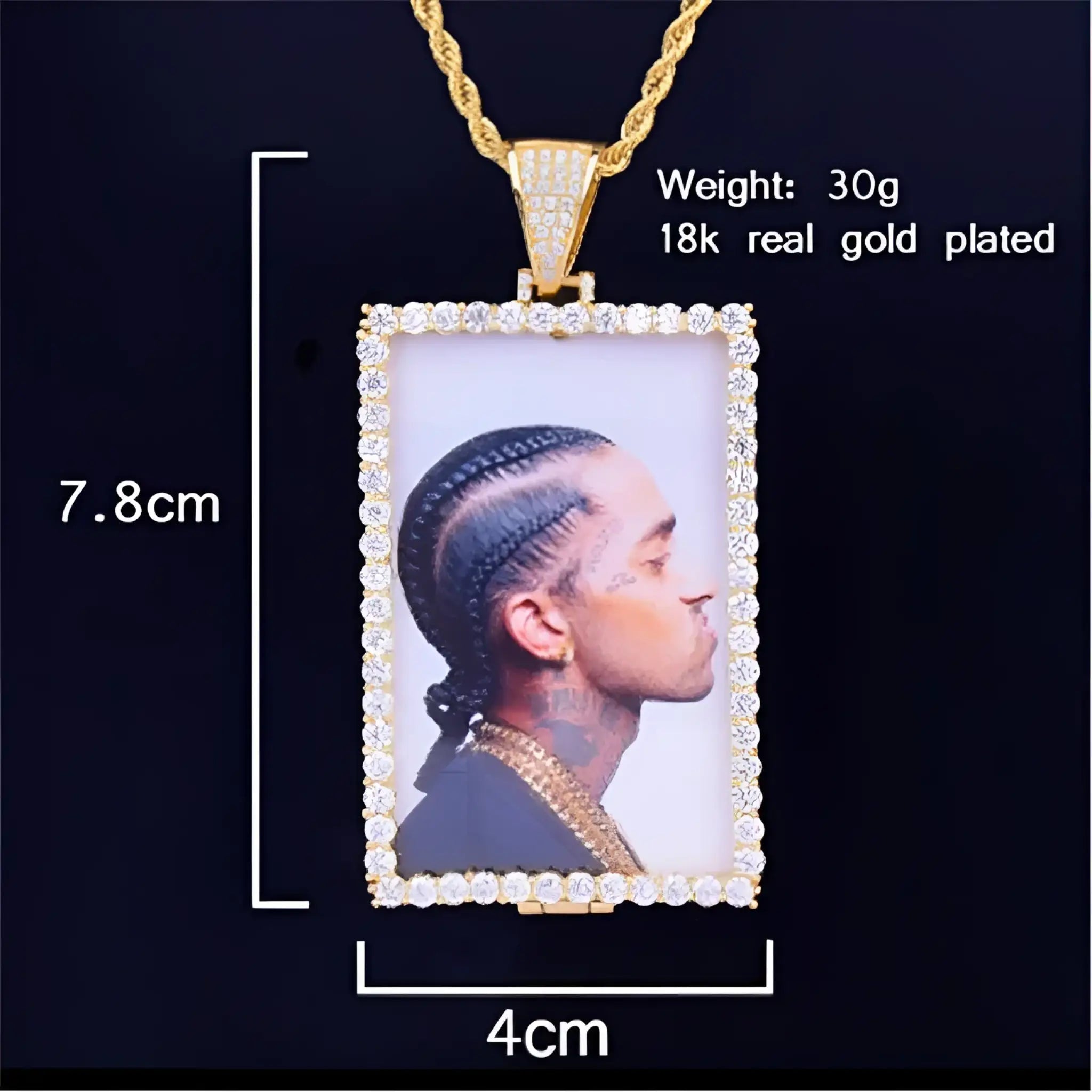 Custom Made Photo Squar Medallions Necklace - 7