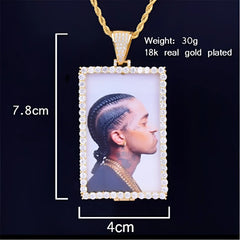 Custom Made Photo Squar Medallions Necklace - 7