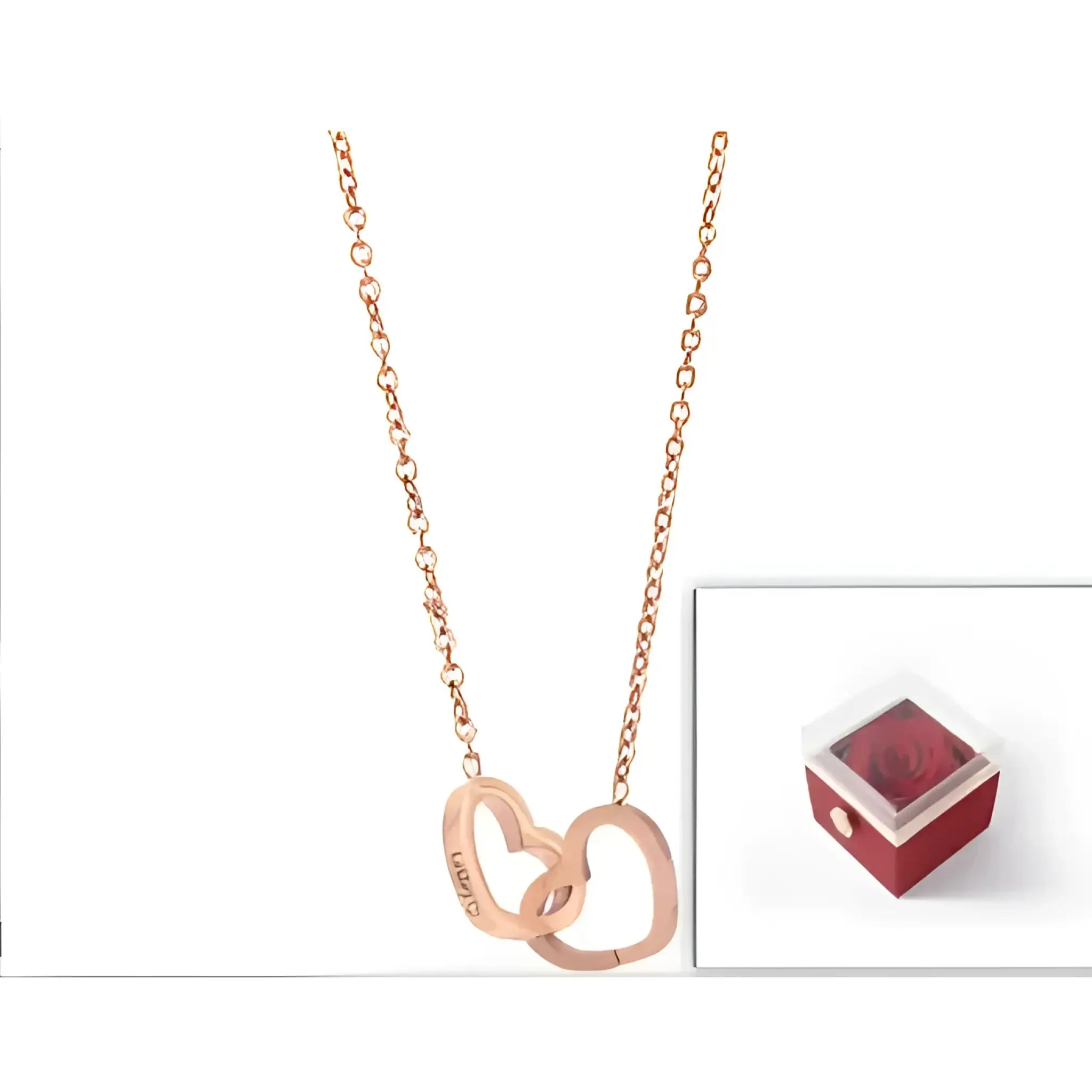 Custom Name Necklace Personalized Double Heart Forever Personalized Name Necklace With 2 Names For Women - RoseGold
