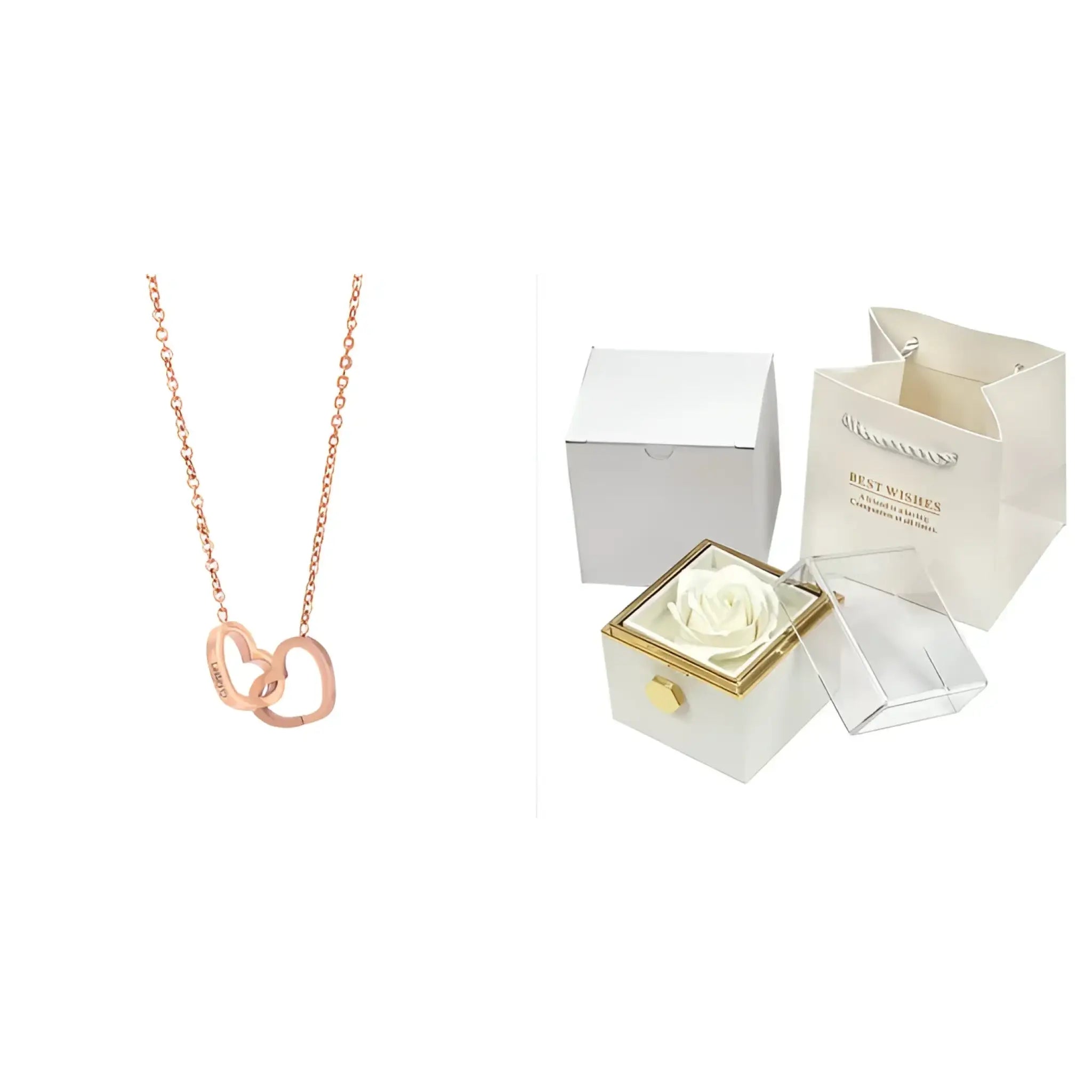 Custom Name Necklace Personalized Double Heart Forever Personalized Name Necklace With 2 Names For Women - Rose Gold - 7