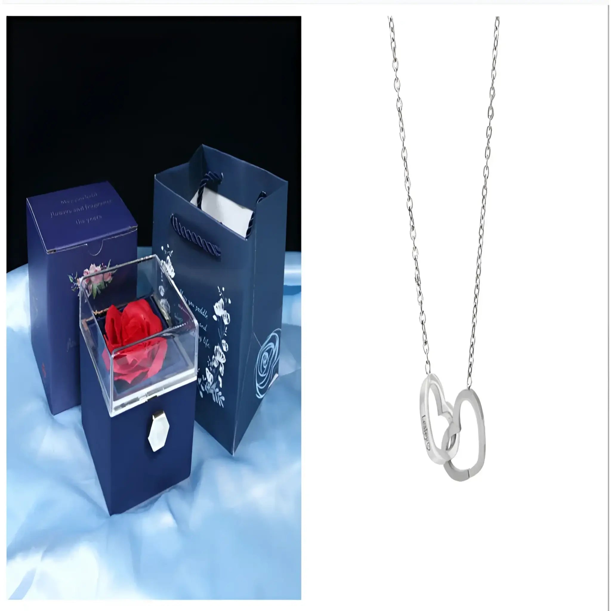 Custom Name Necklace Personalized Double Heart Forever Personalized Name Necklace With 2 Names For Women - Silver