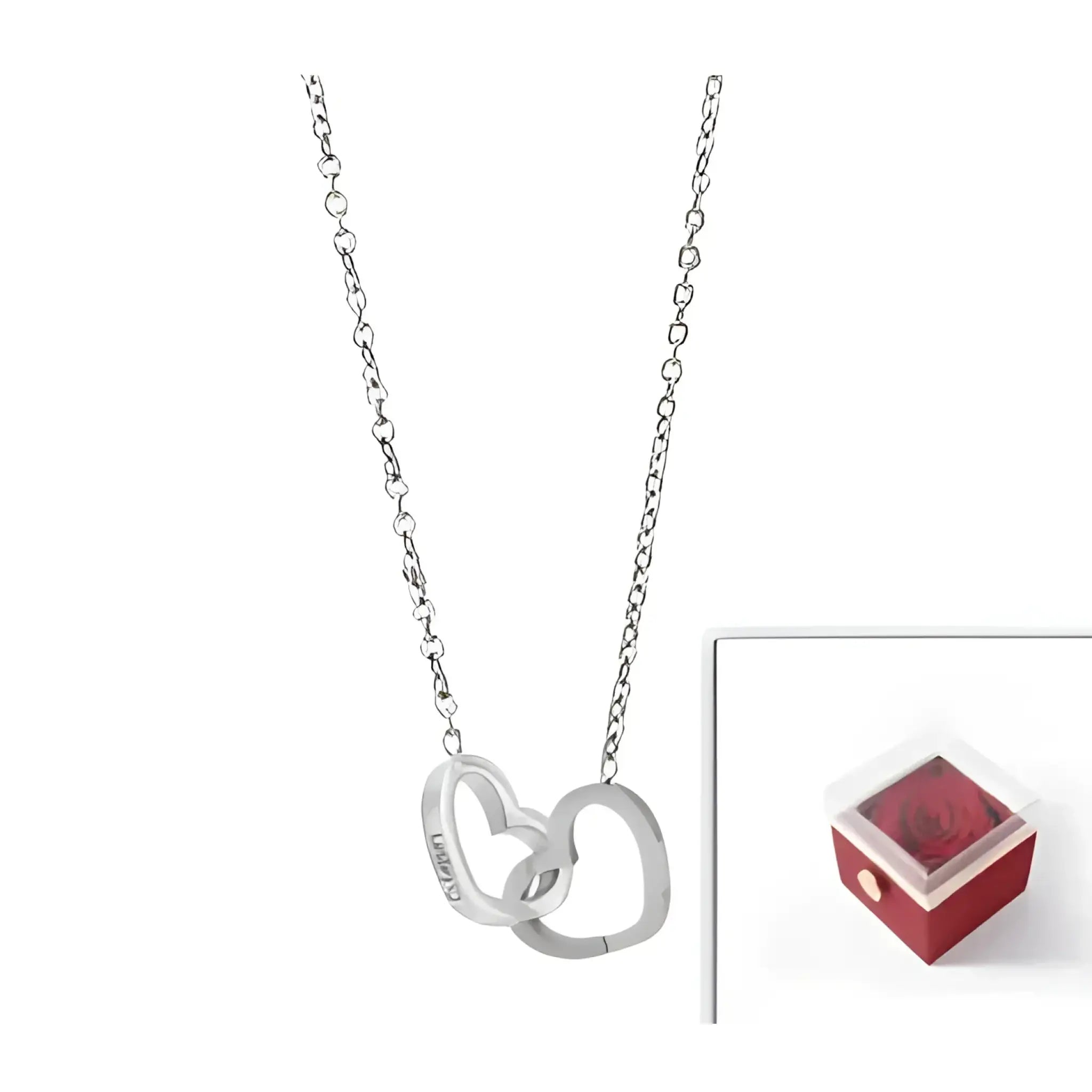 Custom Name Necklace Personalized Double Heart Forever Personalized Name Necklace With 2 Names For Women - Silver