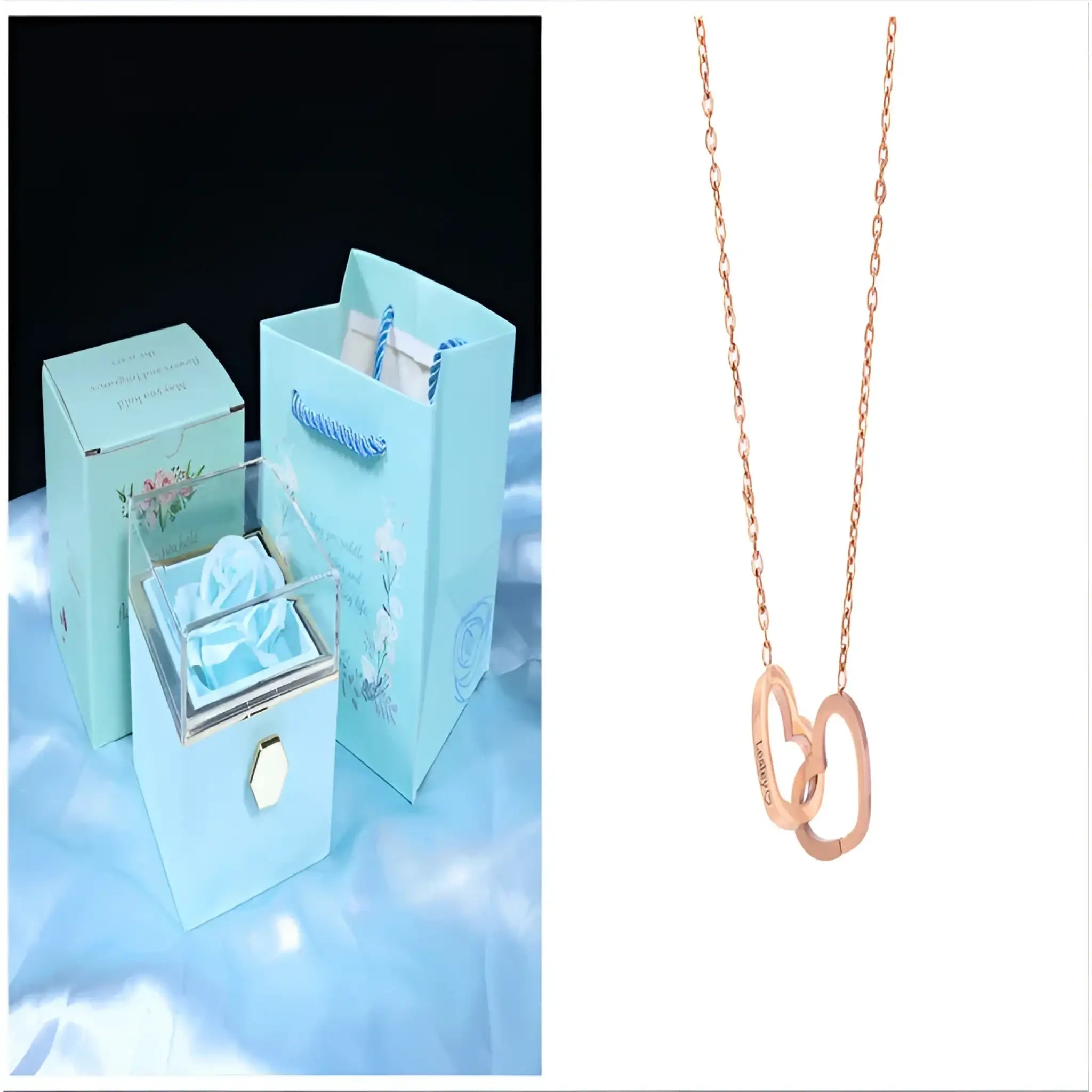 Custom Name Necklace Personalized Double Heart Forever Personalized Name Necklace With 2 Names For Women - RoseGold