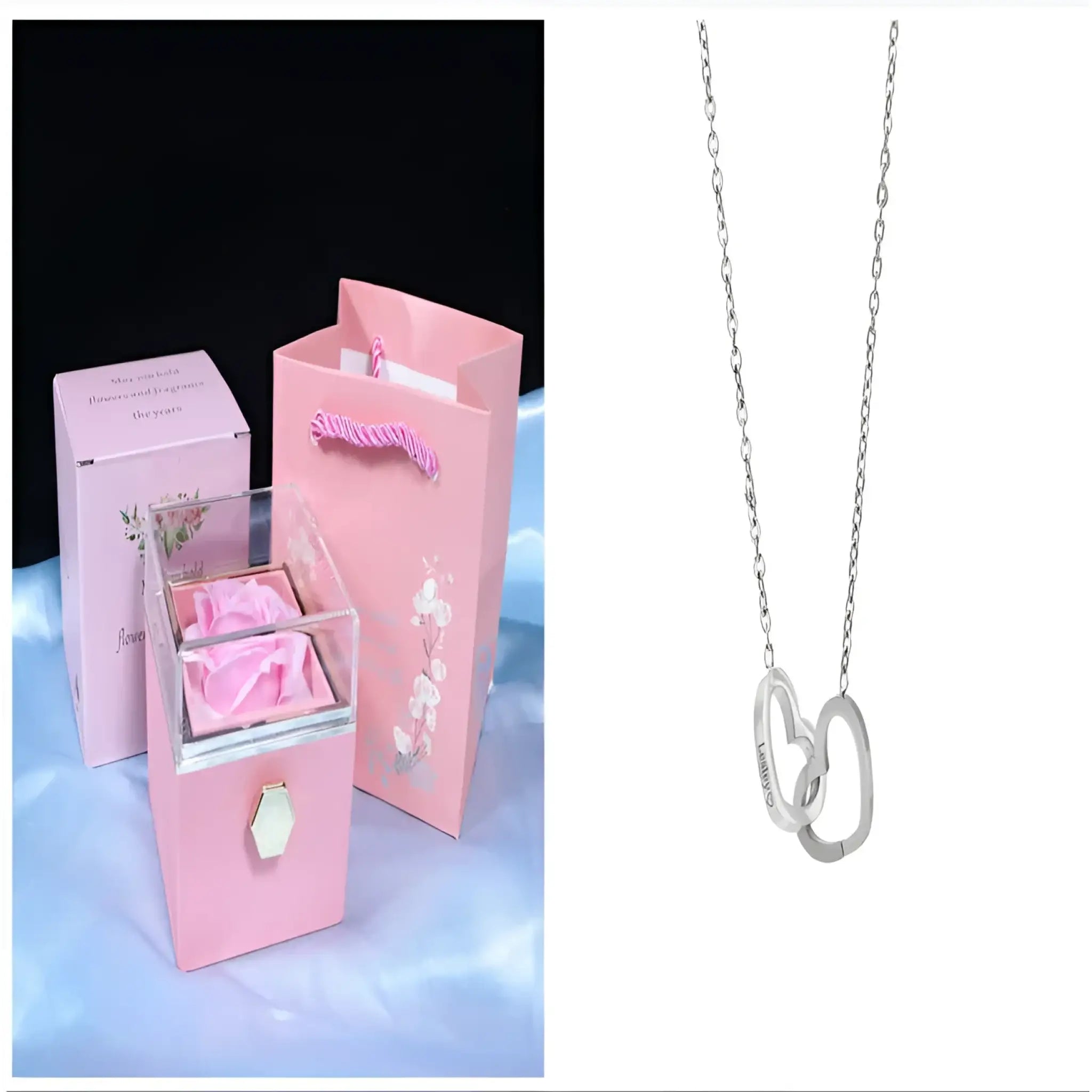 Custom Name Necklace Personalized Double Heart Forever Personalized Name Necklace With 2 Names For Women - Silver