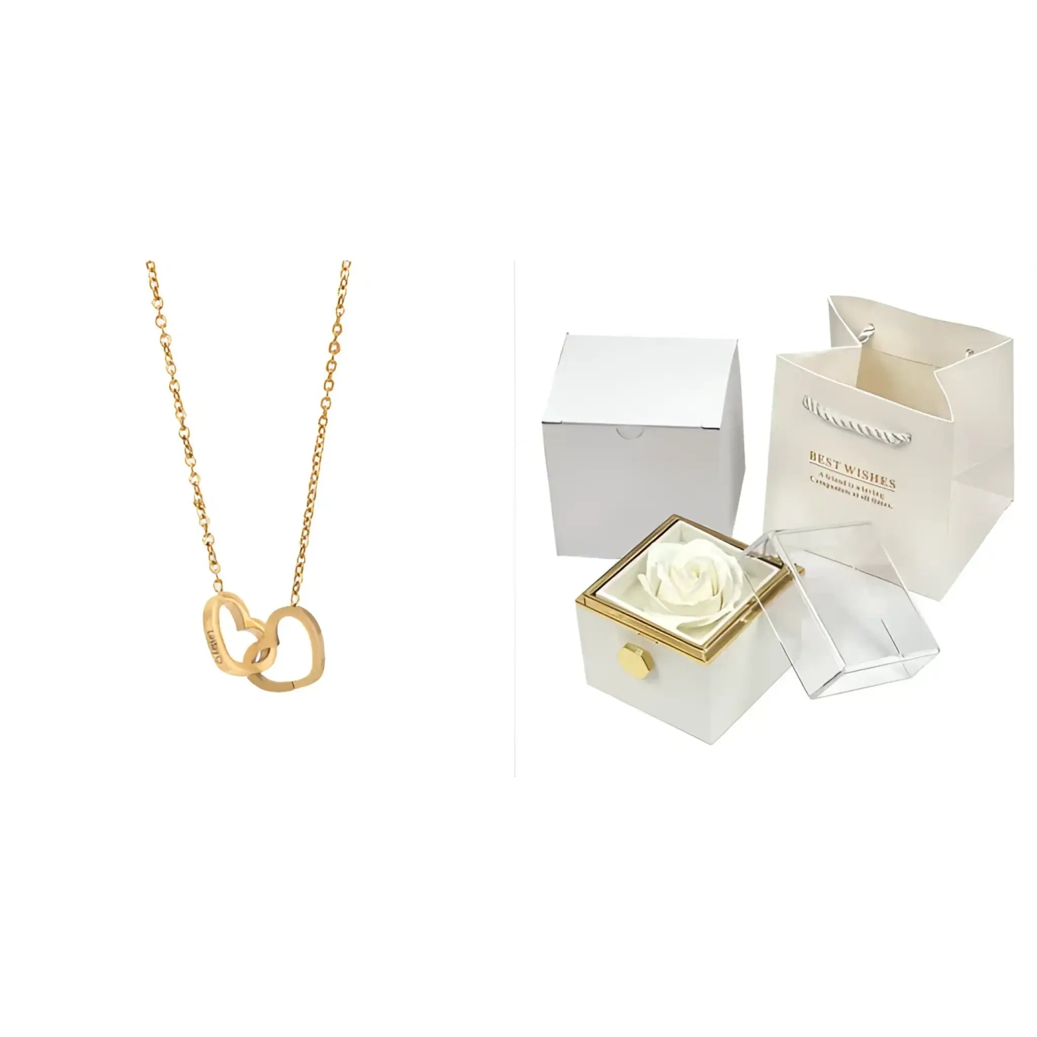 Custom Name Necklace Personalized Double Heart Forever Personalized Name Necklace With 2 Names For Women - Gold - 7