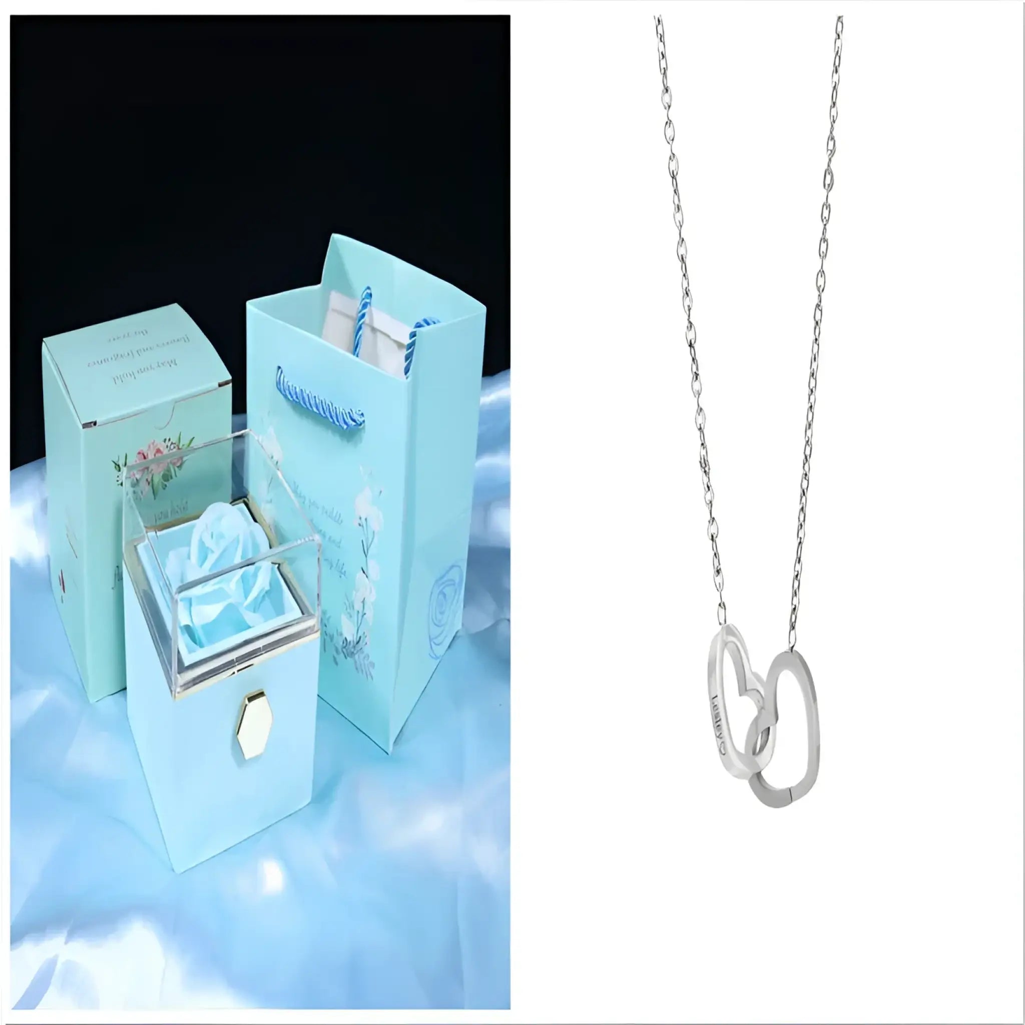 Custom Name Necklace Personalized Double Heart Forever Personalized Name Necklace With 2 Names For Women - Silver