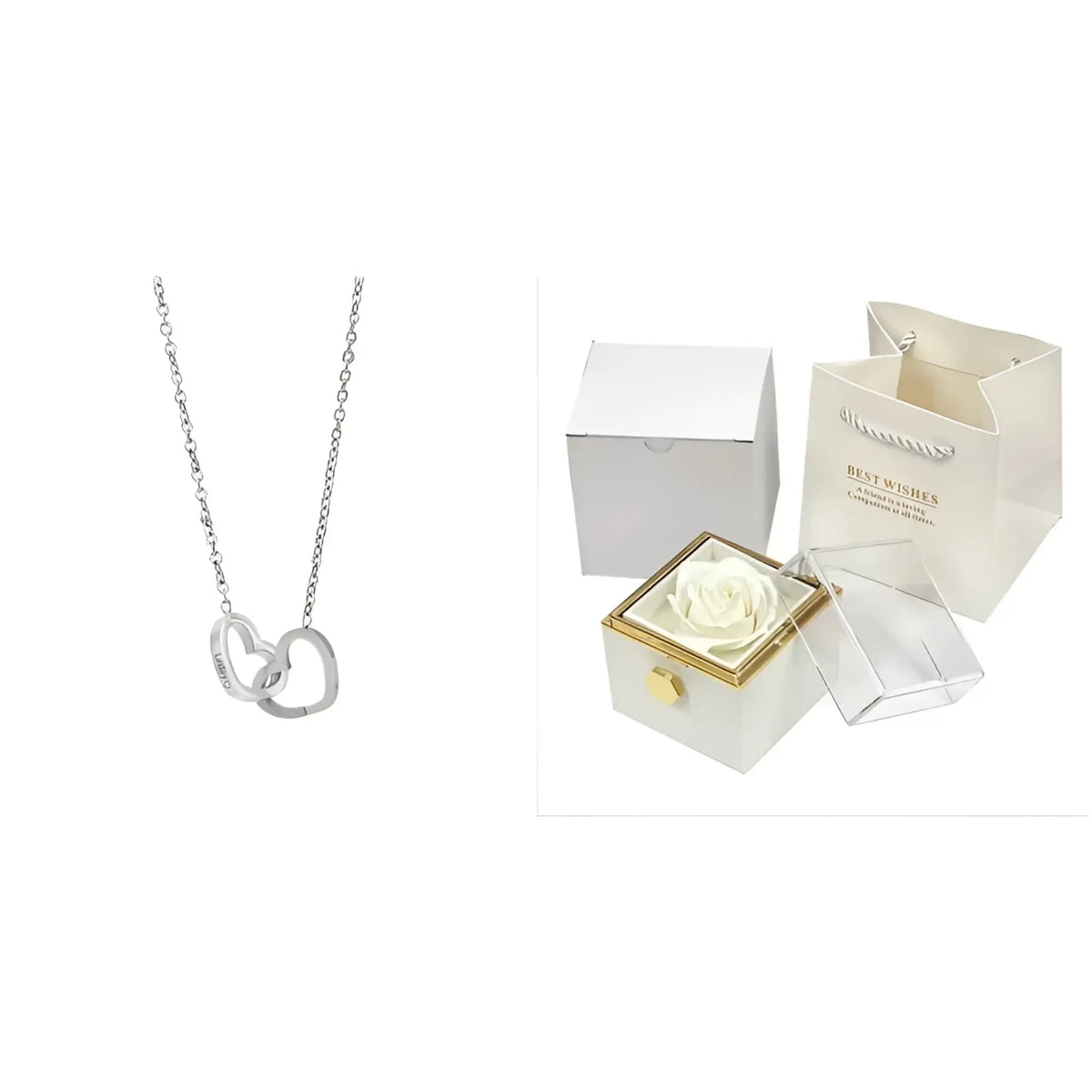 Custom Name Necklace Personalized Double Heart Forever Personalized Name Necklace With 2 Names For Women - Silver - 7