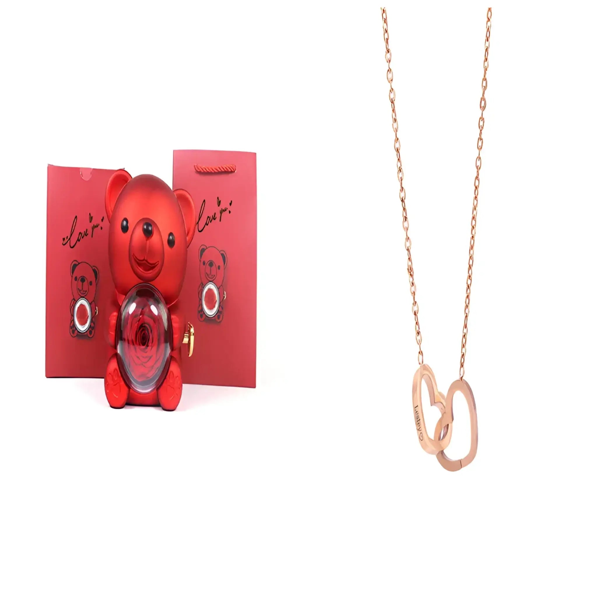 Custom Name Necklace Personalized Double Heart Forever Personalized Name Necklace With 2 Names For Women - Rose Gold
