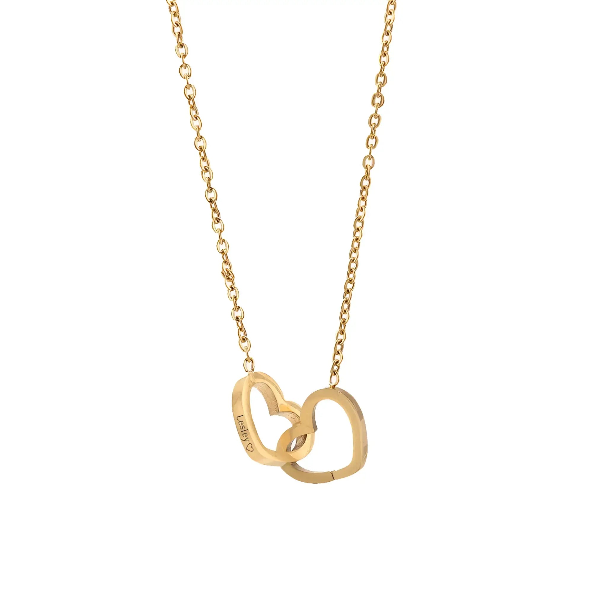 Custom Name Necklace Personalized Double Heart Forever Personalized Name Necklace With 2 Names For Women - Gold - 7