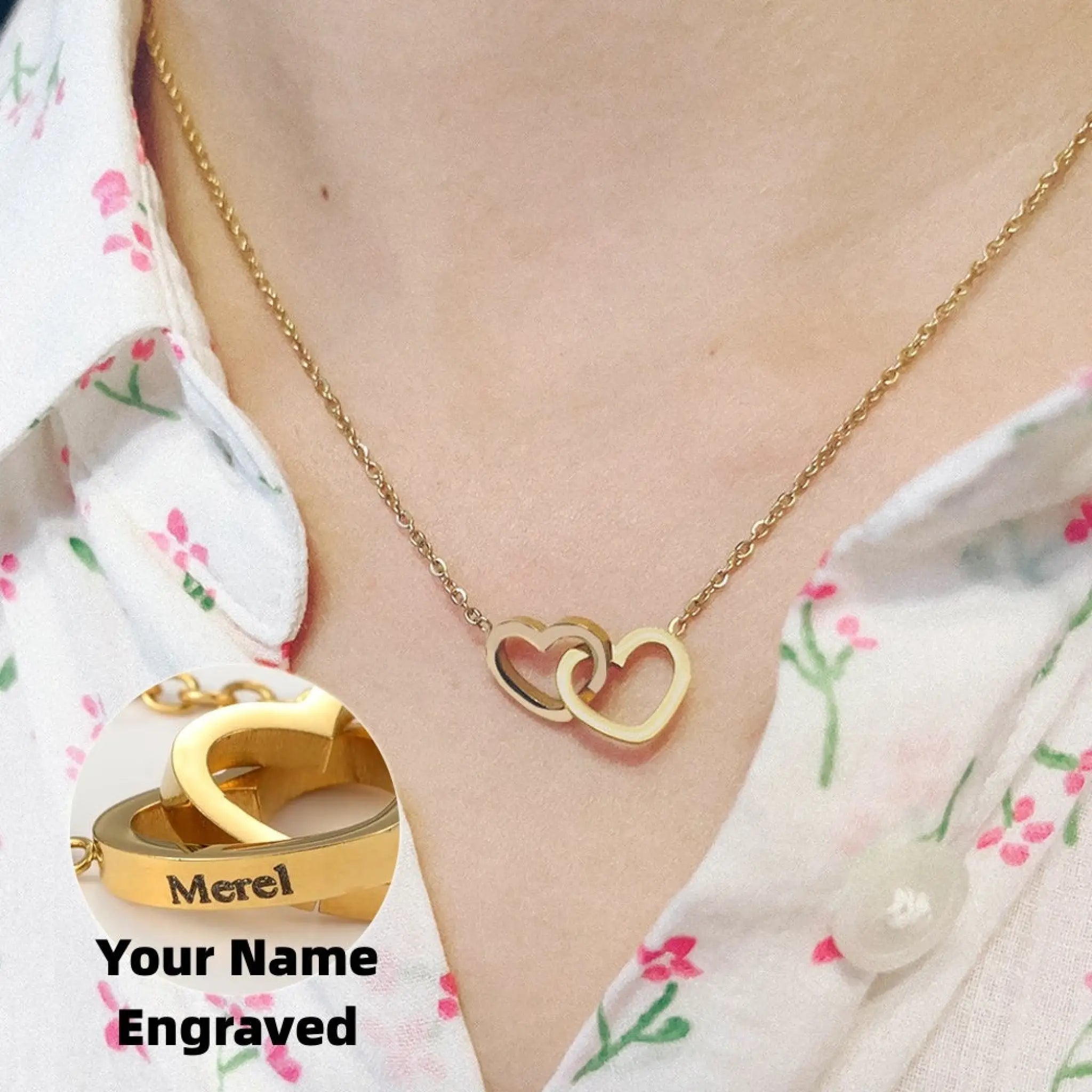 Custom Name Necklace Personalized Double Heart Forever Personalized Name Necklace With 2 Names For Women - 7