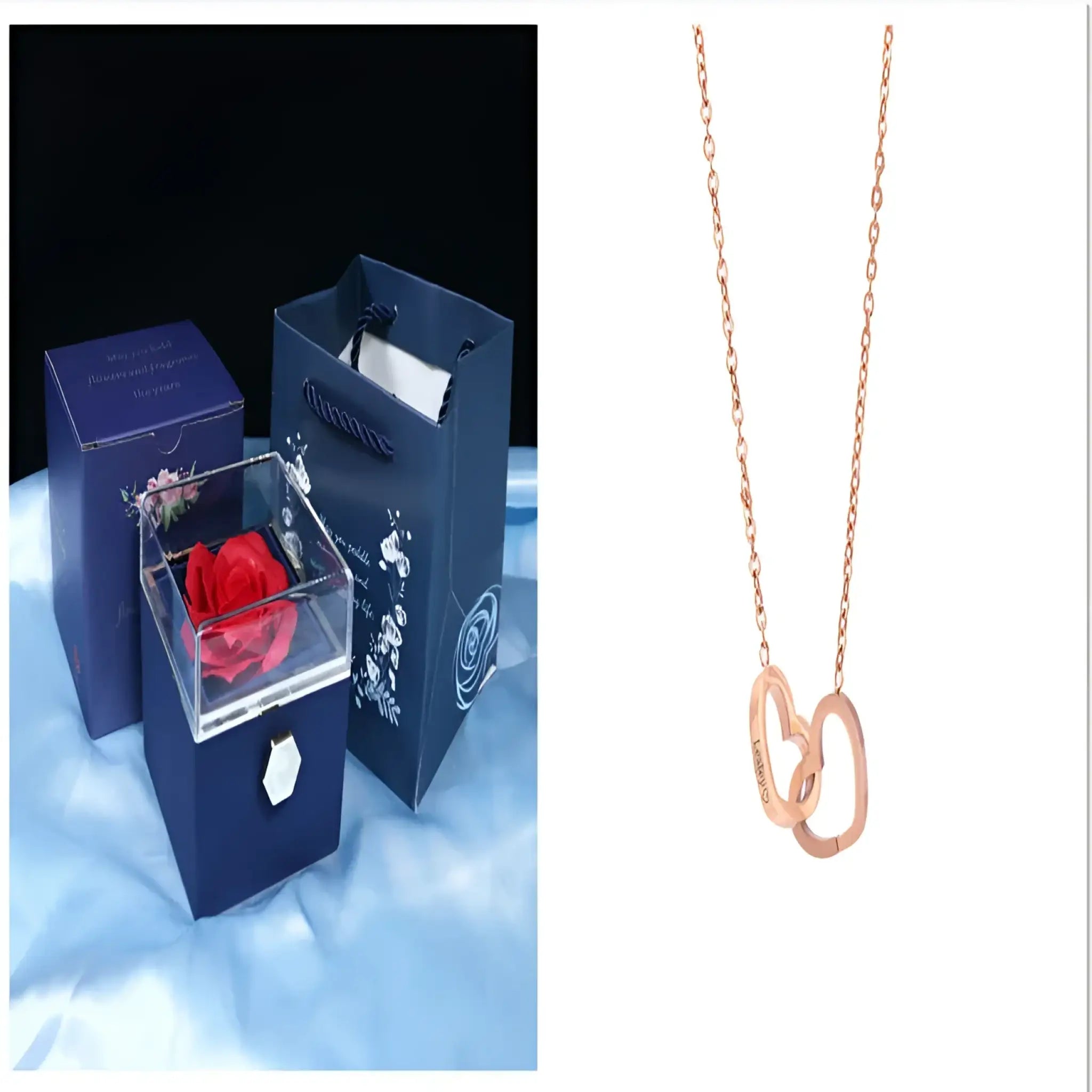 Custom Name Necklace Personalized Double Heart Forever Personalized Name Necklace With 2 Names For Women - RoseGold