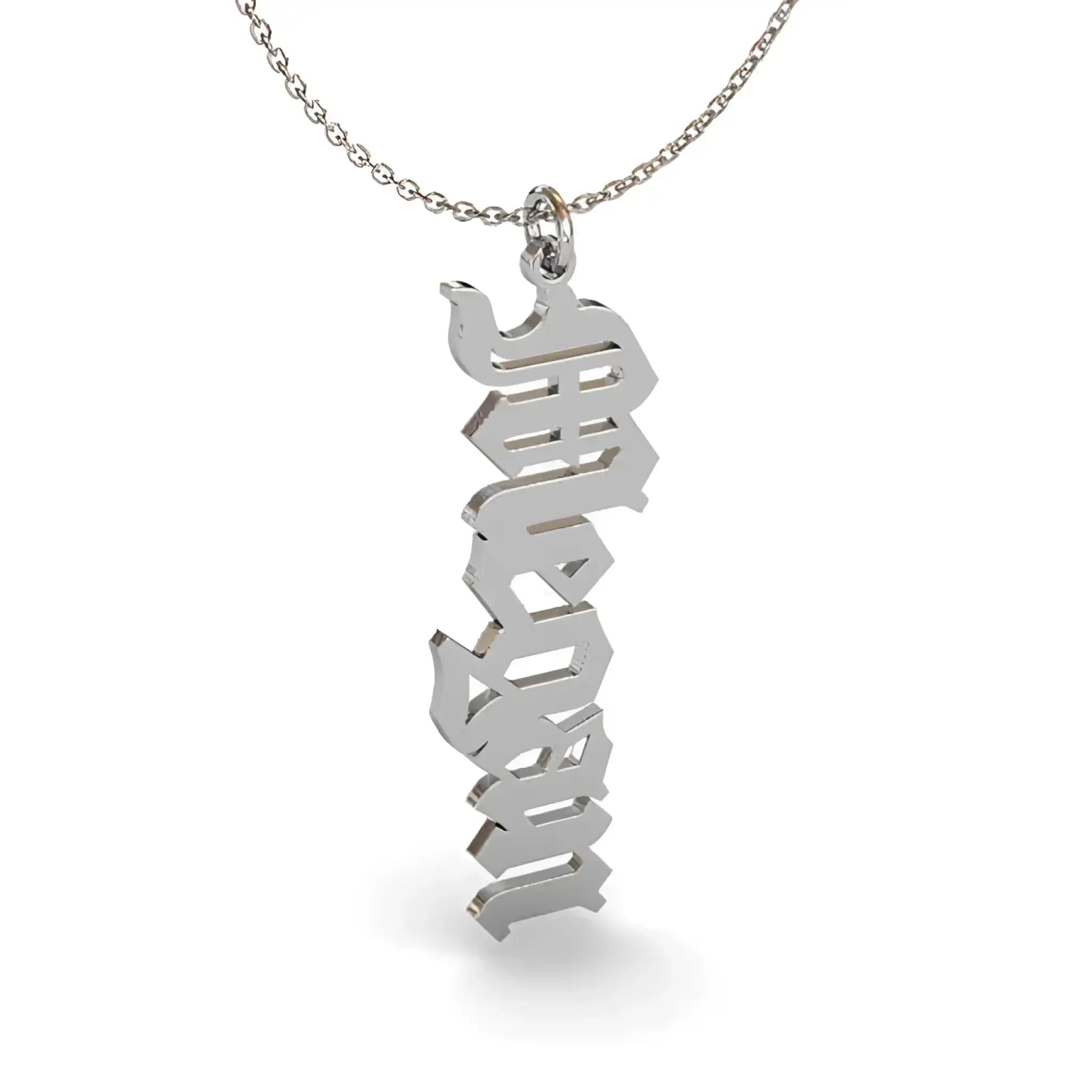 Custom Name Necklace Stainless Steel Vertical Signature Pendant - Platinum / 43cm - 7