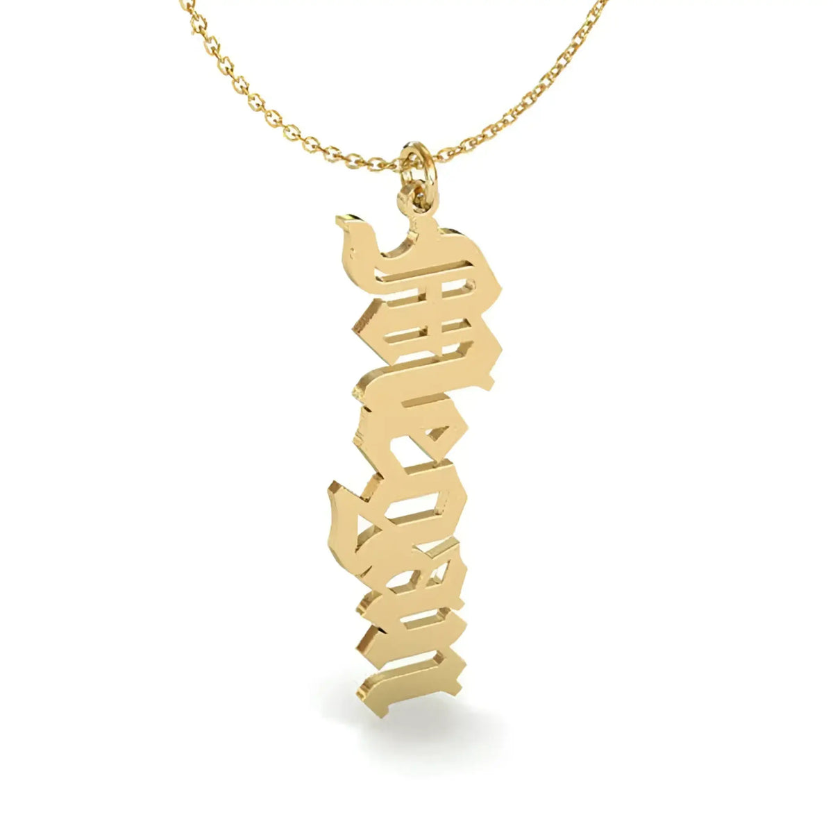 Custom Name Necklace Stainless Steel Vertical Signature Pendant - Gold / 43cm - 7