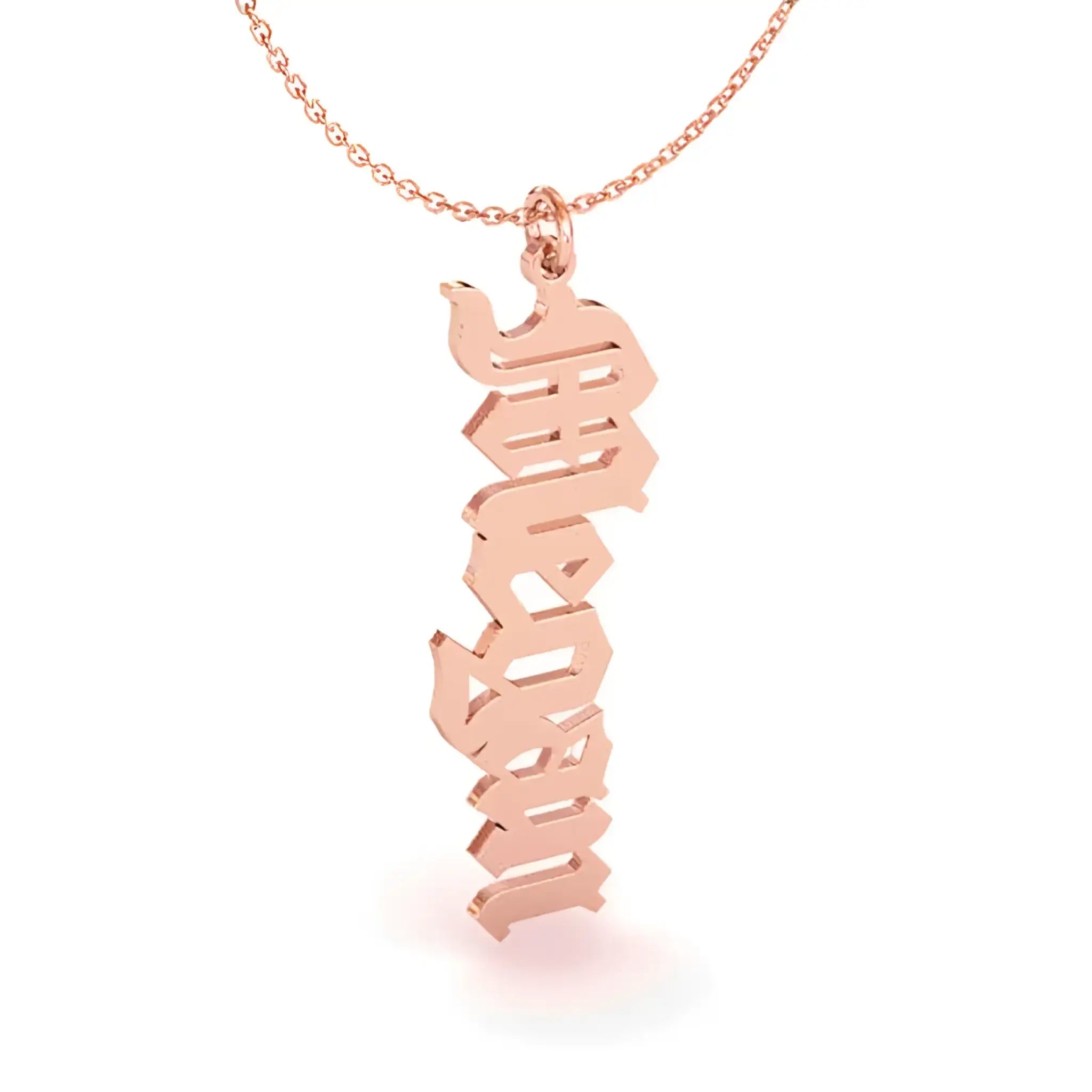 Custom Name Necklace Stainless Steel Vertical Signature Pendant - Rose Gold / 43cm - 7
