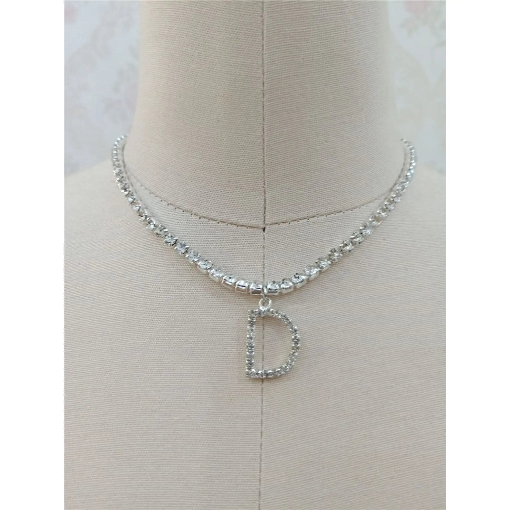 Custom silver tennis personalized name choker initial letter pendant necklace