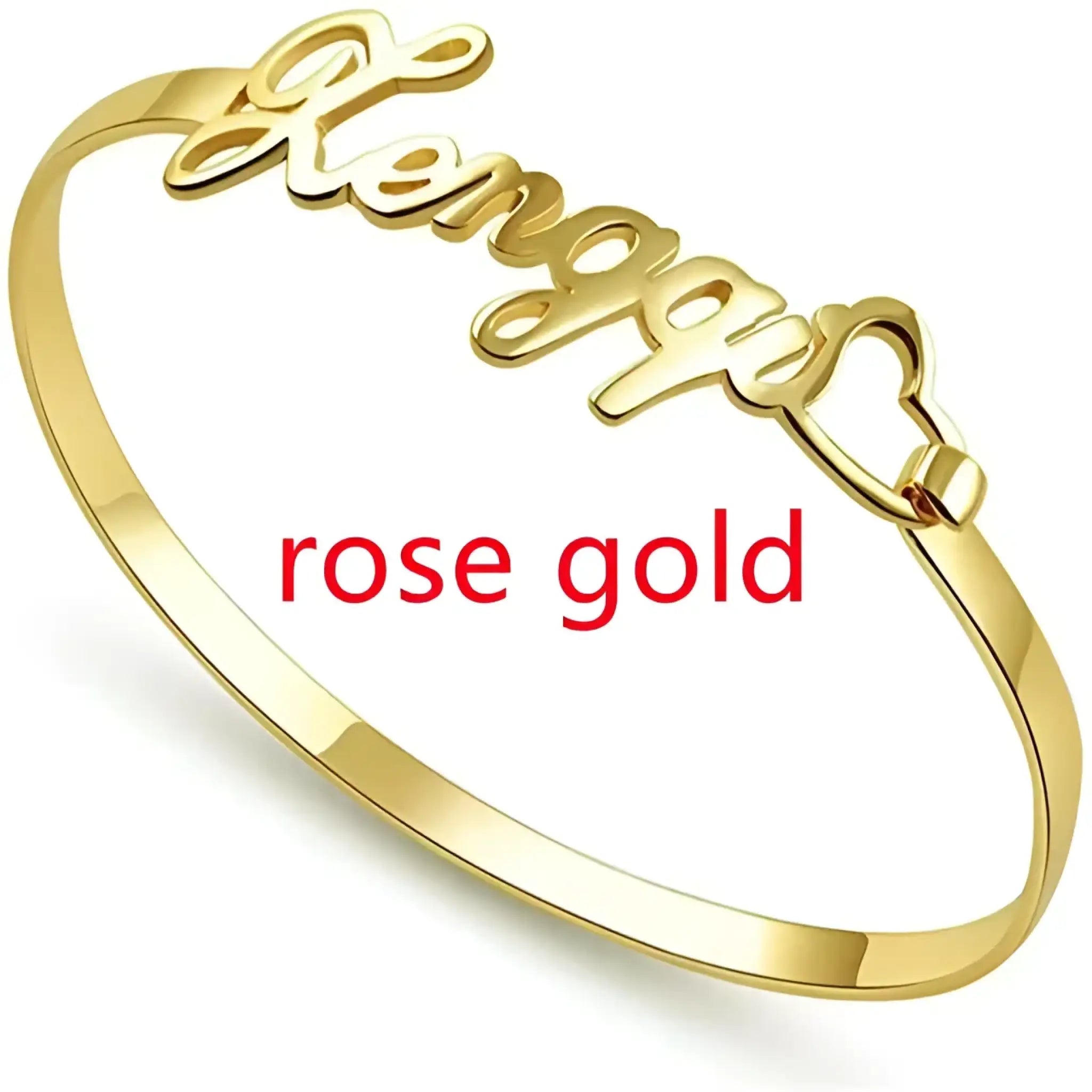 Custom Stainless Steel Name Necklace Electroplated English - Rose Gold / Bracelet - 7