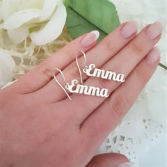 Custom Vertical Name Earrings Dangle Jewelry for Women Stainless Steel - 7