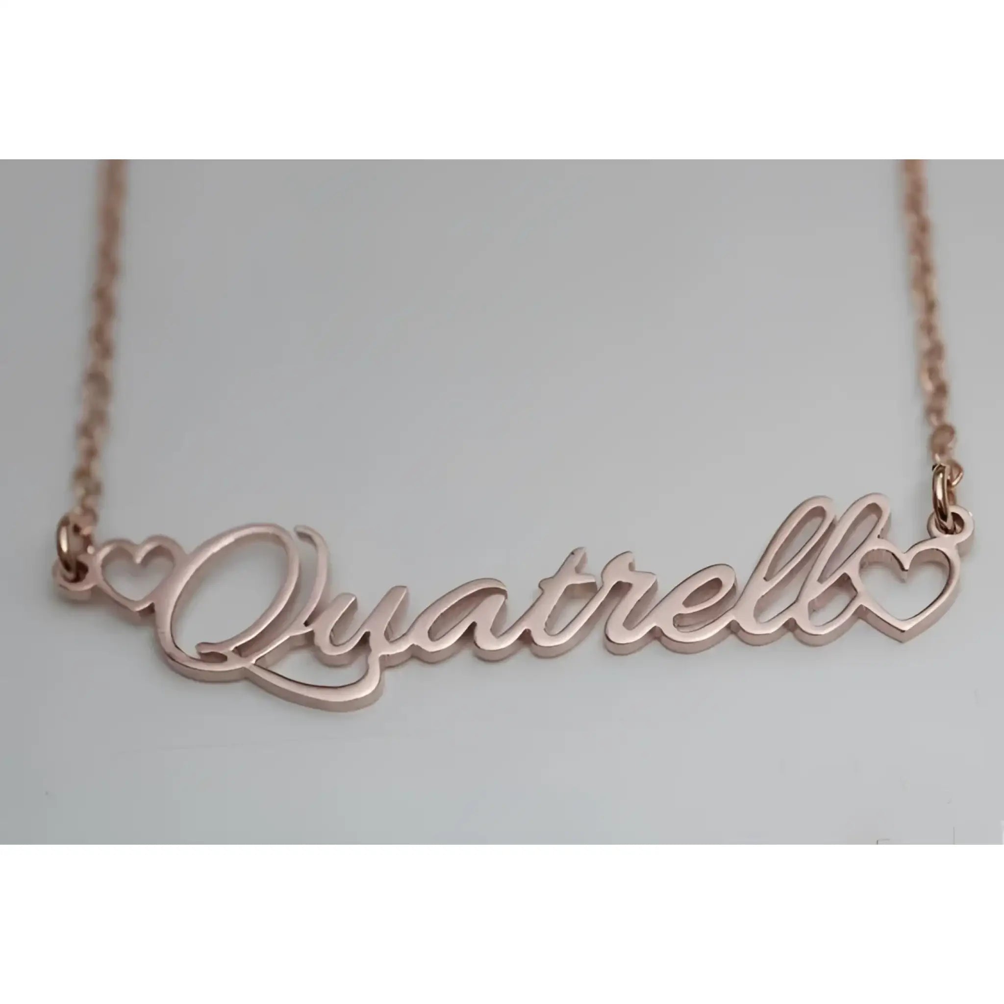 Custom Women’s Name Necklace with Double Empty Heart Nameplate Pendant Stainless Steel Necklace 45cm - default - 7