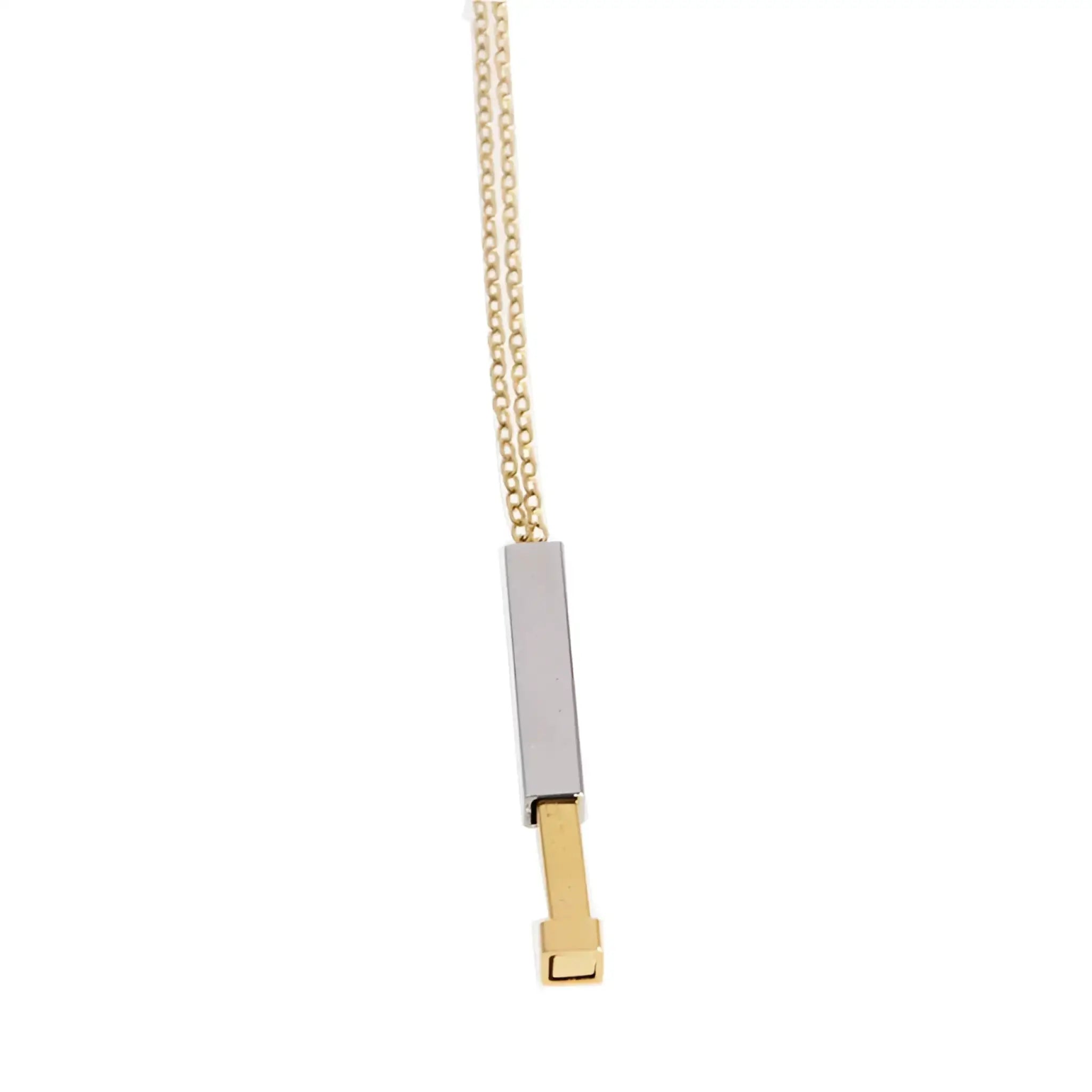 Customize Lovers Name Stainless Steel Necklace Remember Your Most Meaningful Phrase Word - Square gold silver - 7